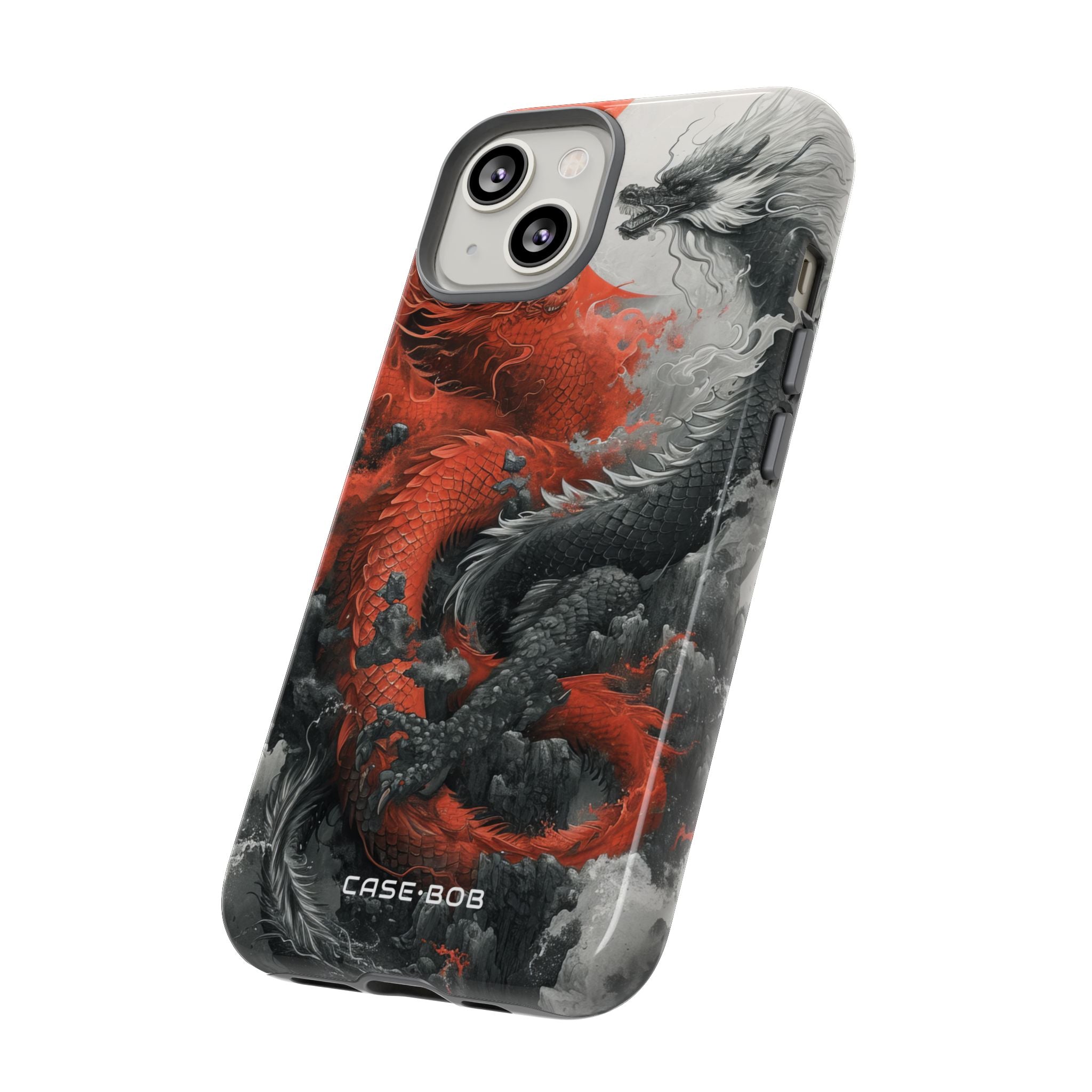 Twin Dragons Crimson iPhone 14 Case - Tough