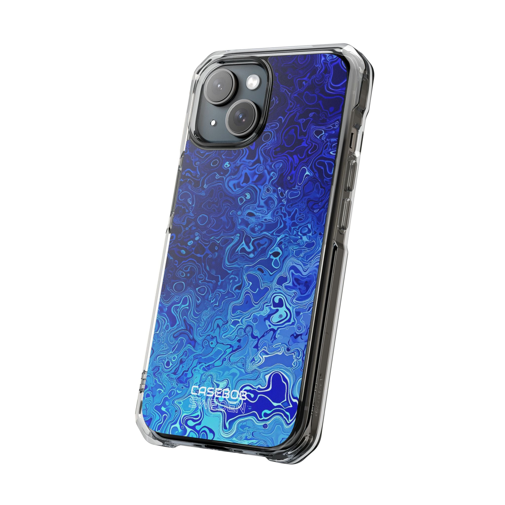 Swirling Blue Currents iPhone 15 - Impact Clear+