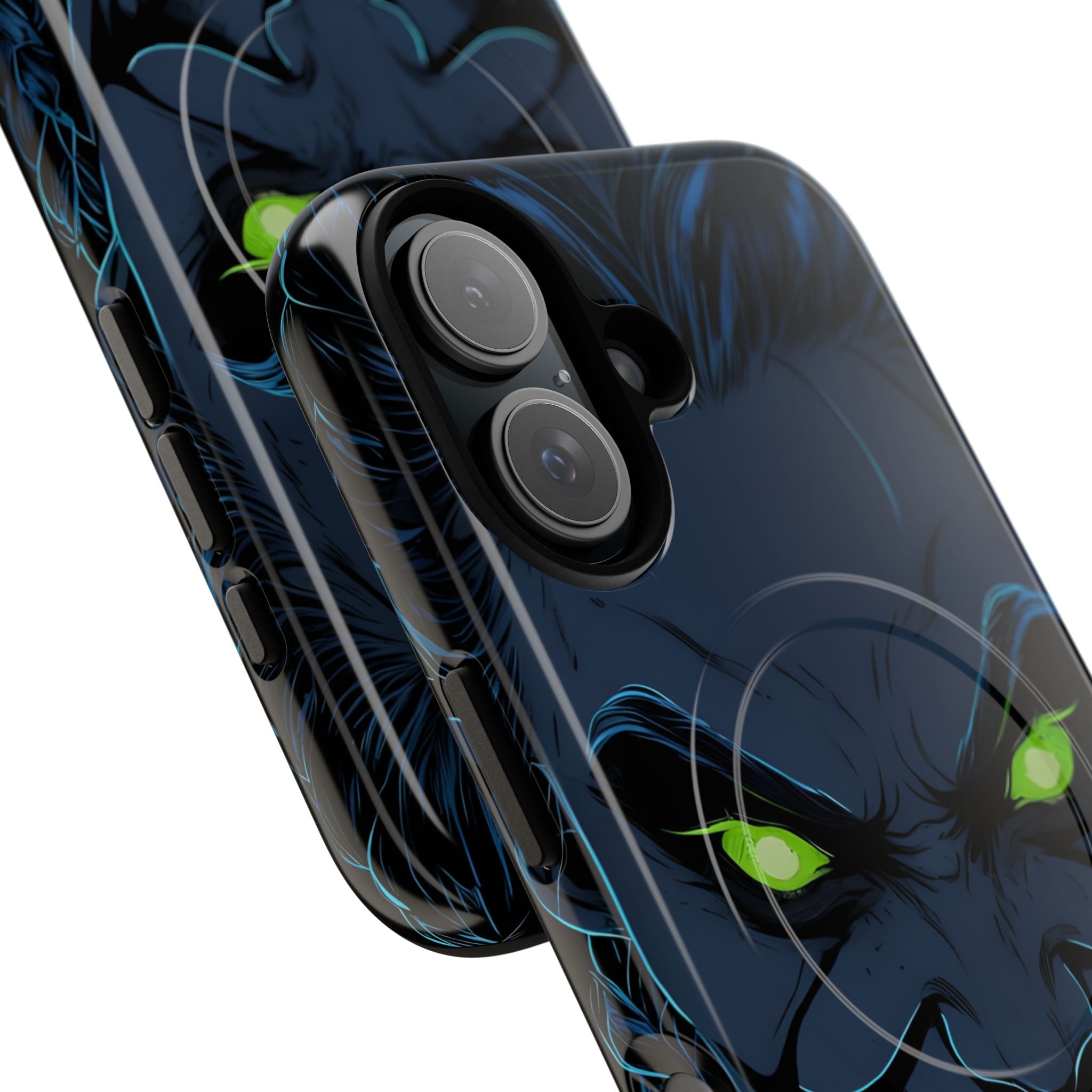 Eerie Sinister Character Neon Green Eyes iPhone 16 - Tough+