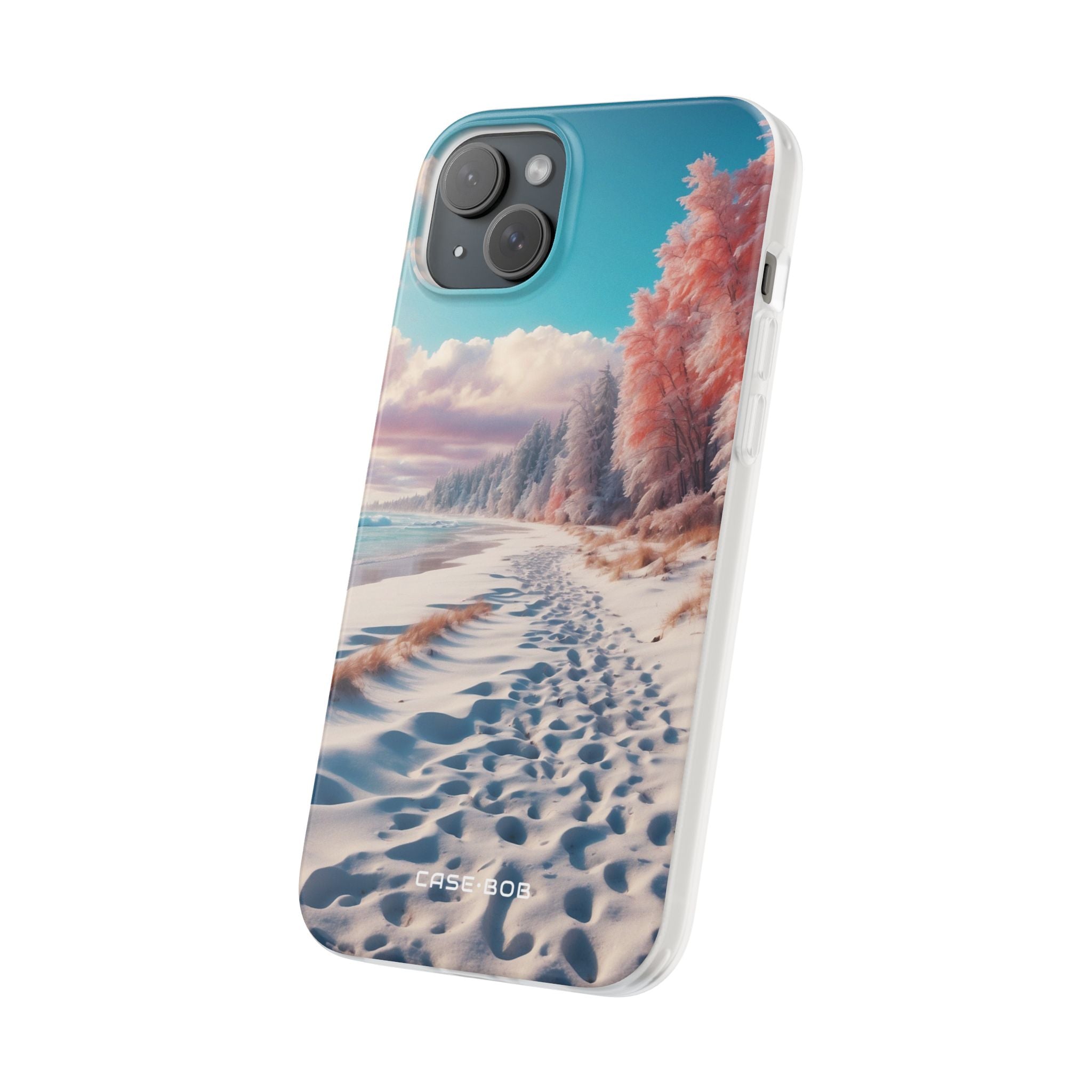 Snowy Footprints iPhone 15 Plus Case - Soft