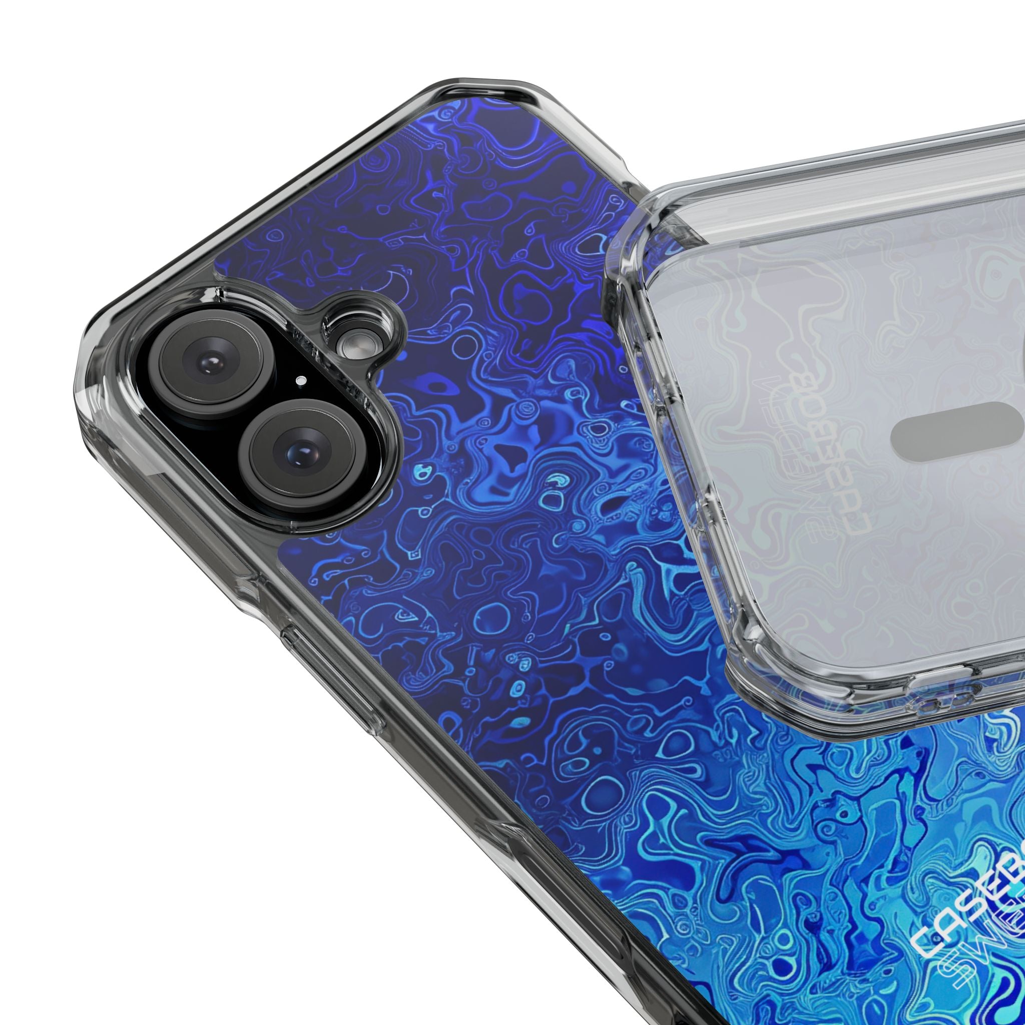 Swirling Blue Currents iPhone 16 - Impact Clear+