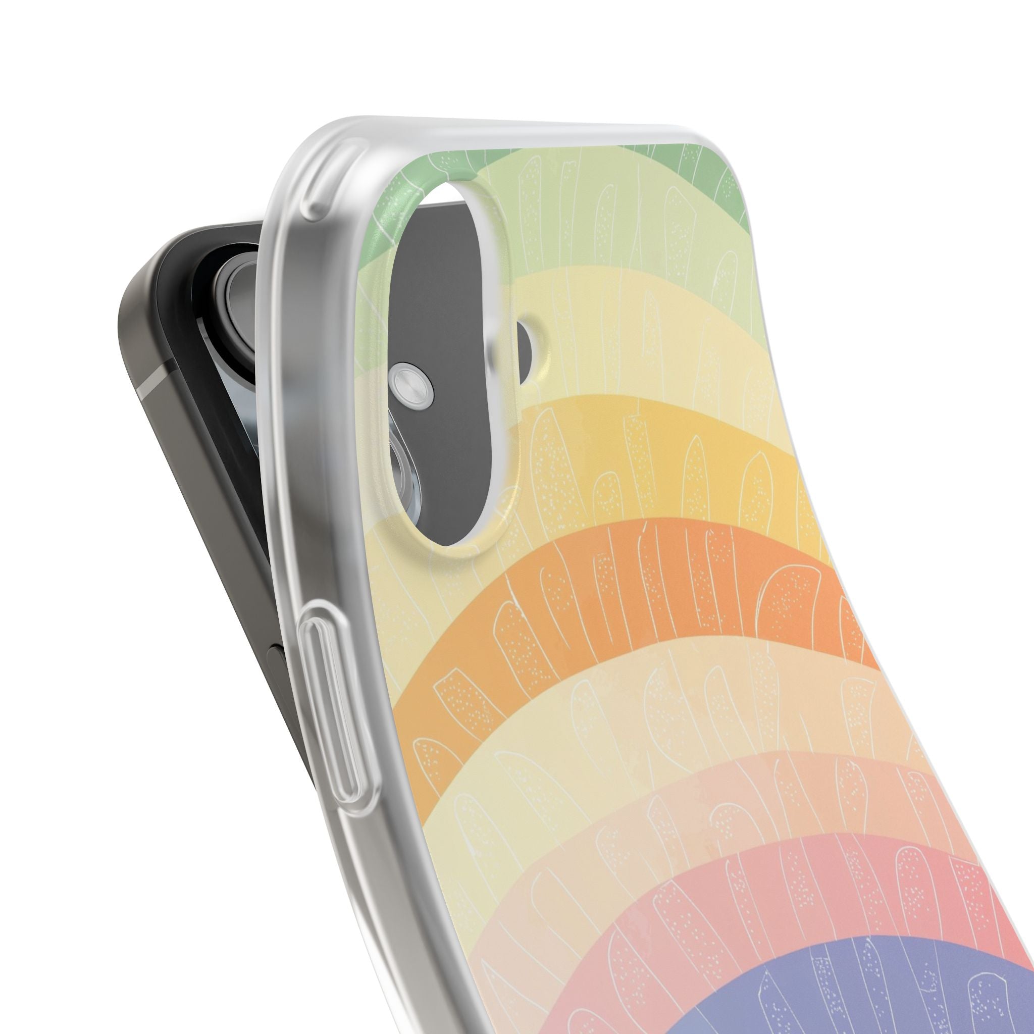 Pastel Rainbow Bands iPhone 16 Plus Case - Soft