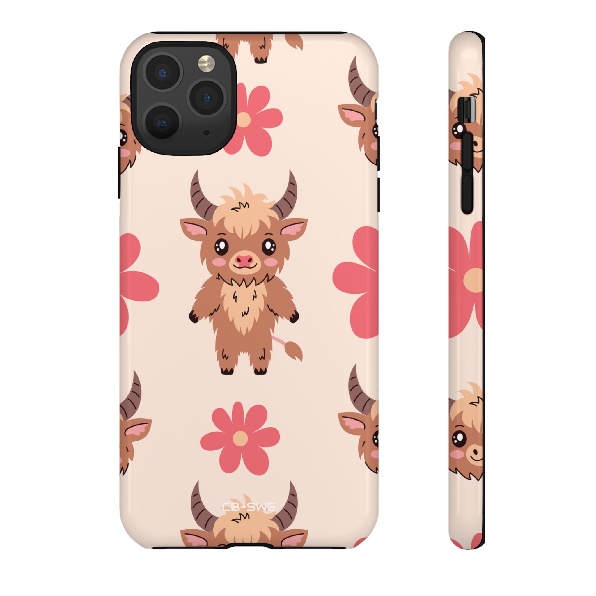 Cute Cattle & Flowers - iPhone Case