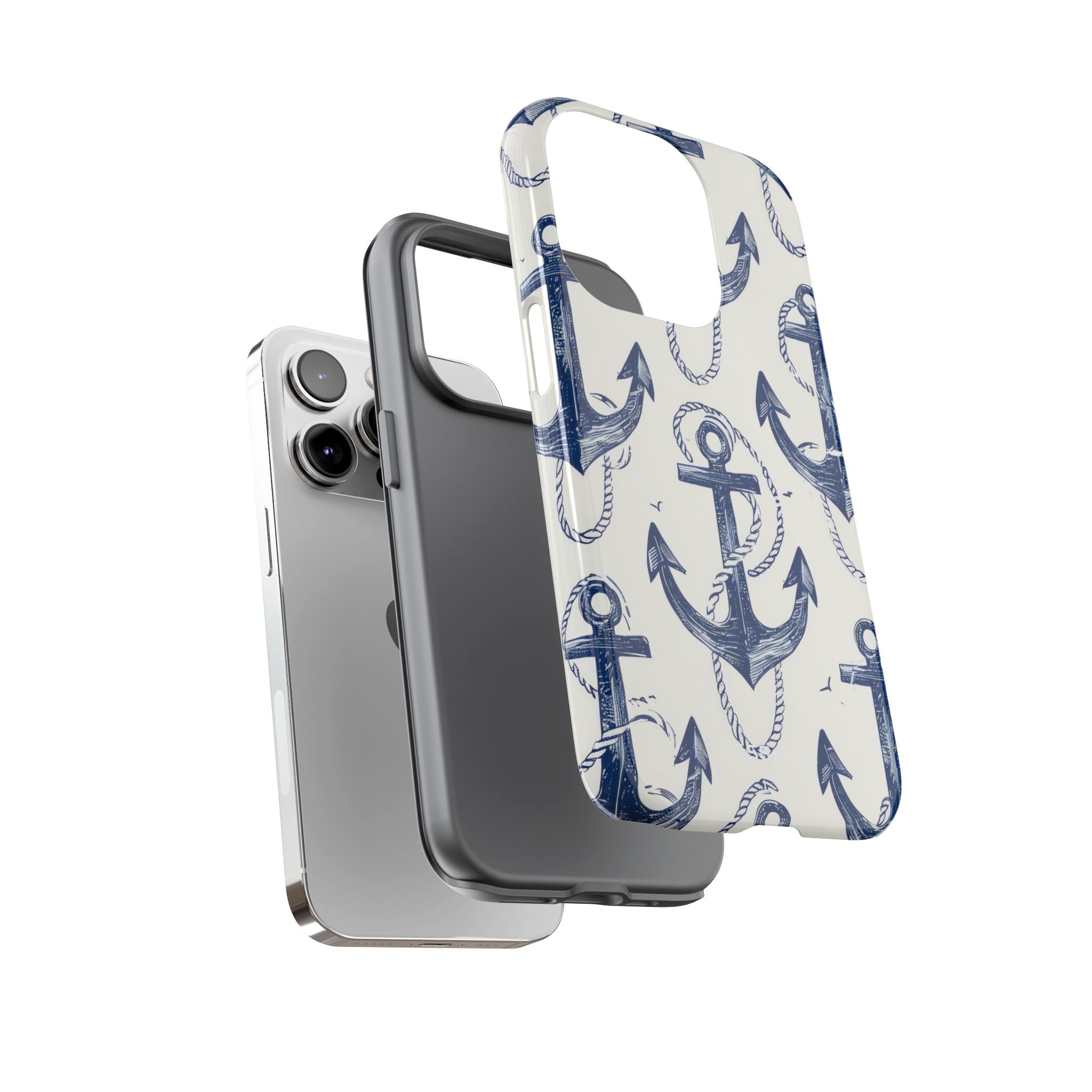 Navy Anchor Loop iPhone 14 Pro Case - Tough