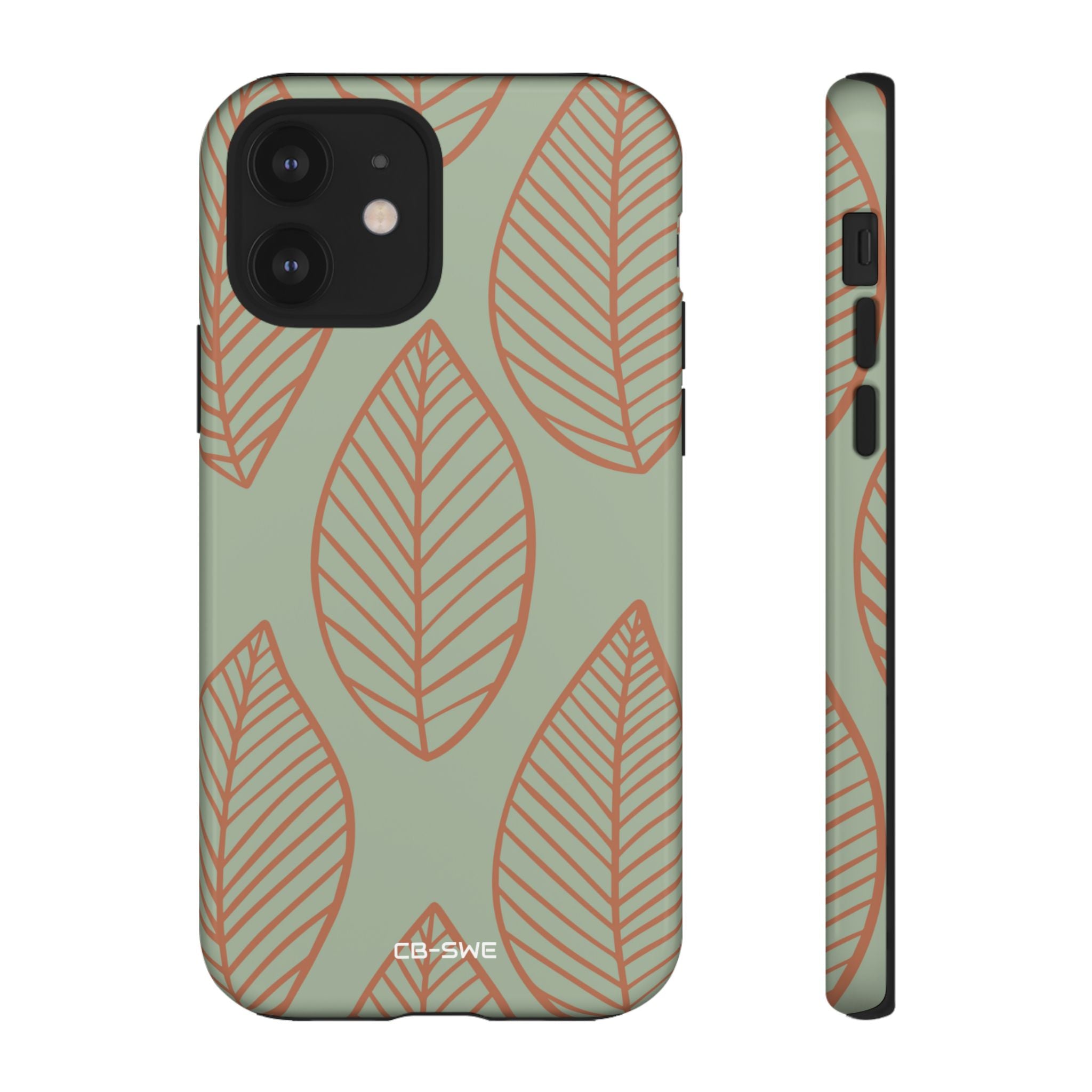 Mint and Orange Leaves - iPhone Case