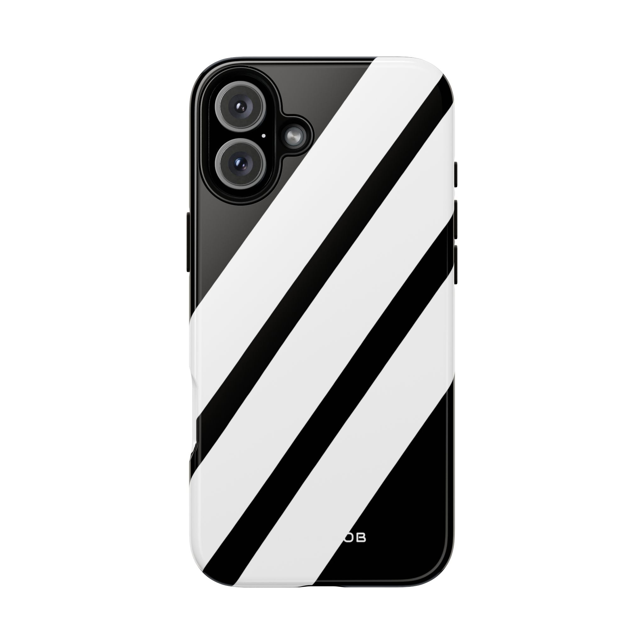 Diagonal Stripes Contrast iPhone 16 Plus Case - Tough