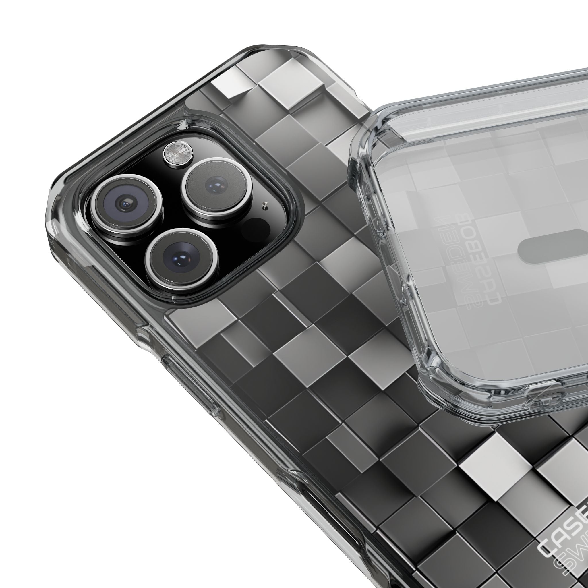 Monochrome Cube Depth iPhone 16 - Impact Clear+
