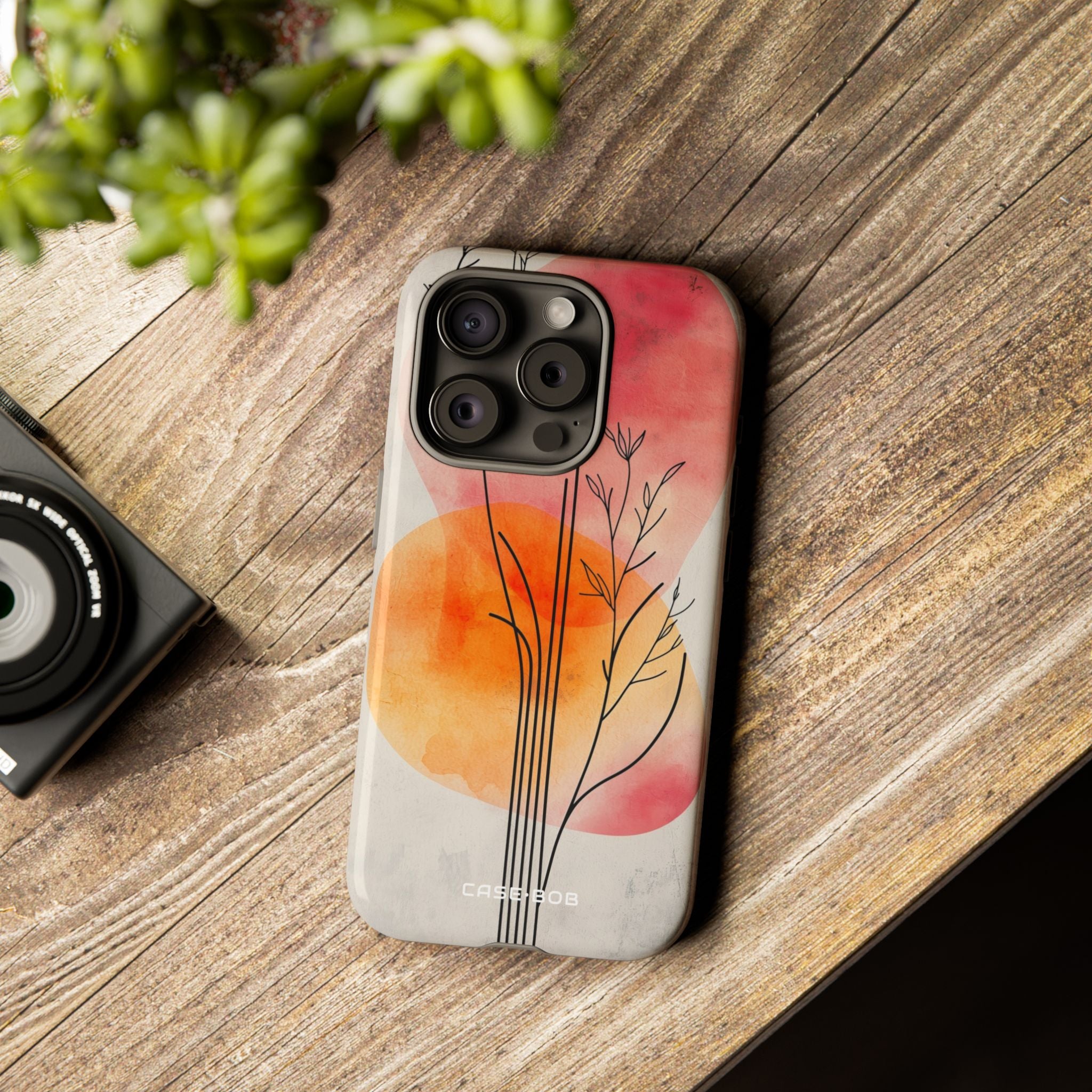 Curved Stem Sunset iPhone 15 Pro Case - Tough