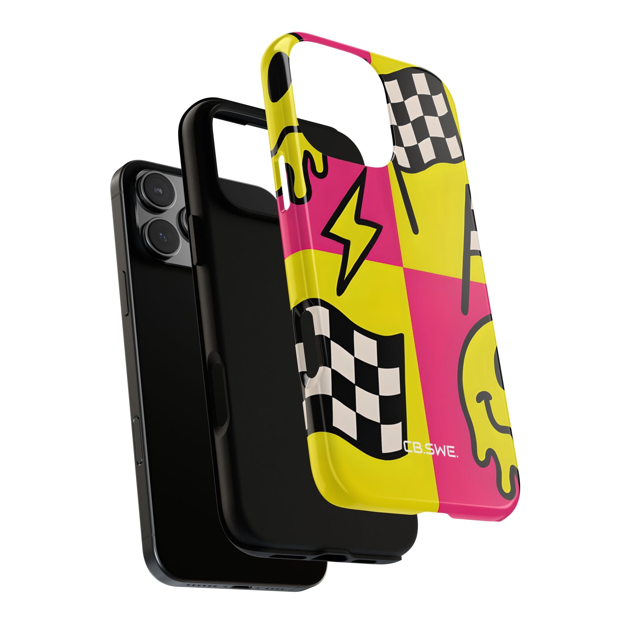 Vibrant Pop Art Smiling Faces and Lightning iPhone 16 - Tough