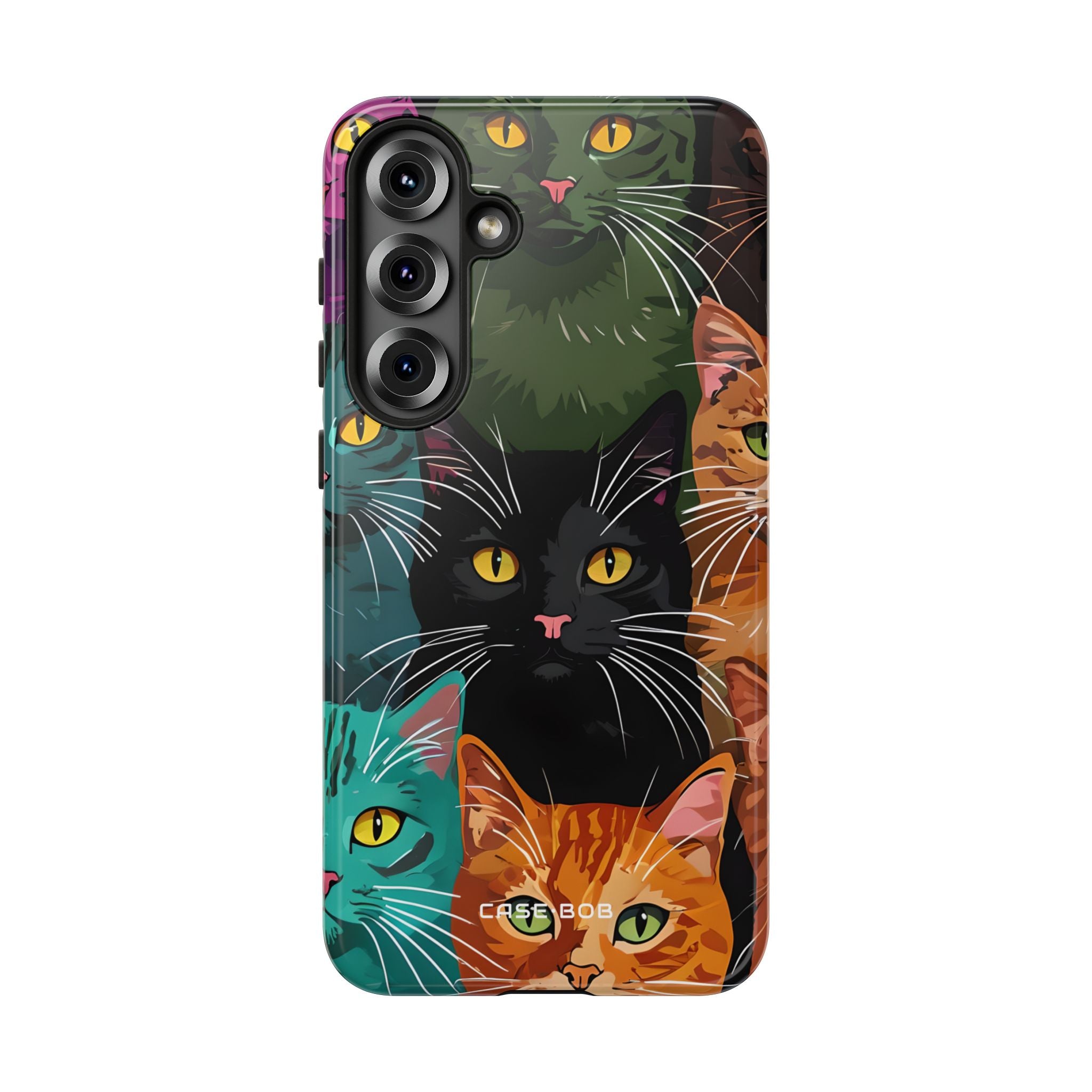 Teal Cat Grid Samsung S25 Plus Case - Tough