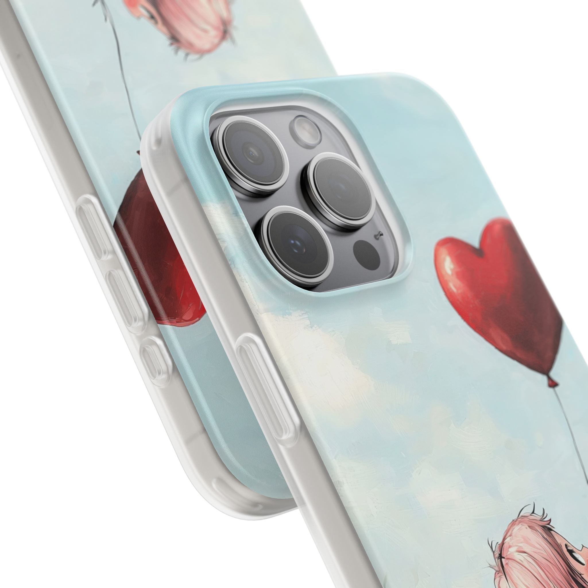 Heart Balloon Glow iPhone 15 Pro Max Case - Soft