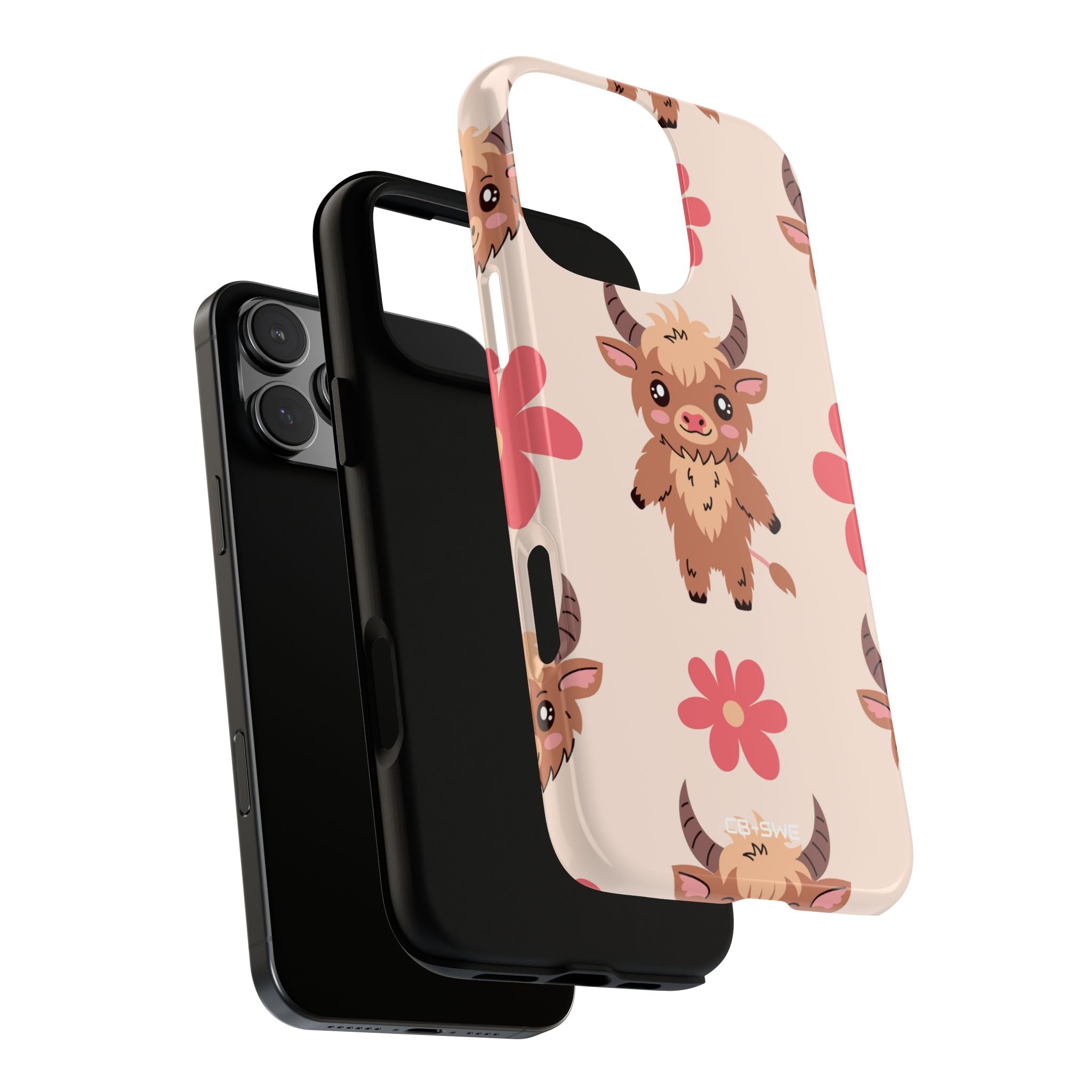 Cute Cattle & Flowers - iPhone Case