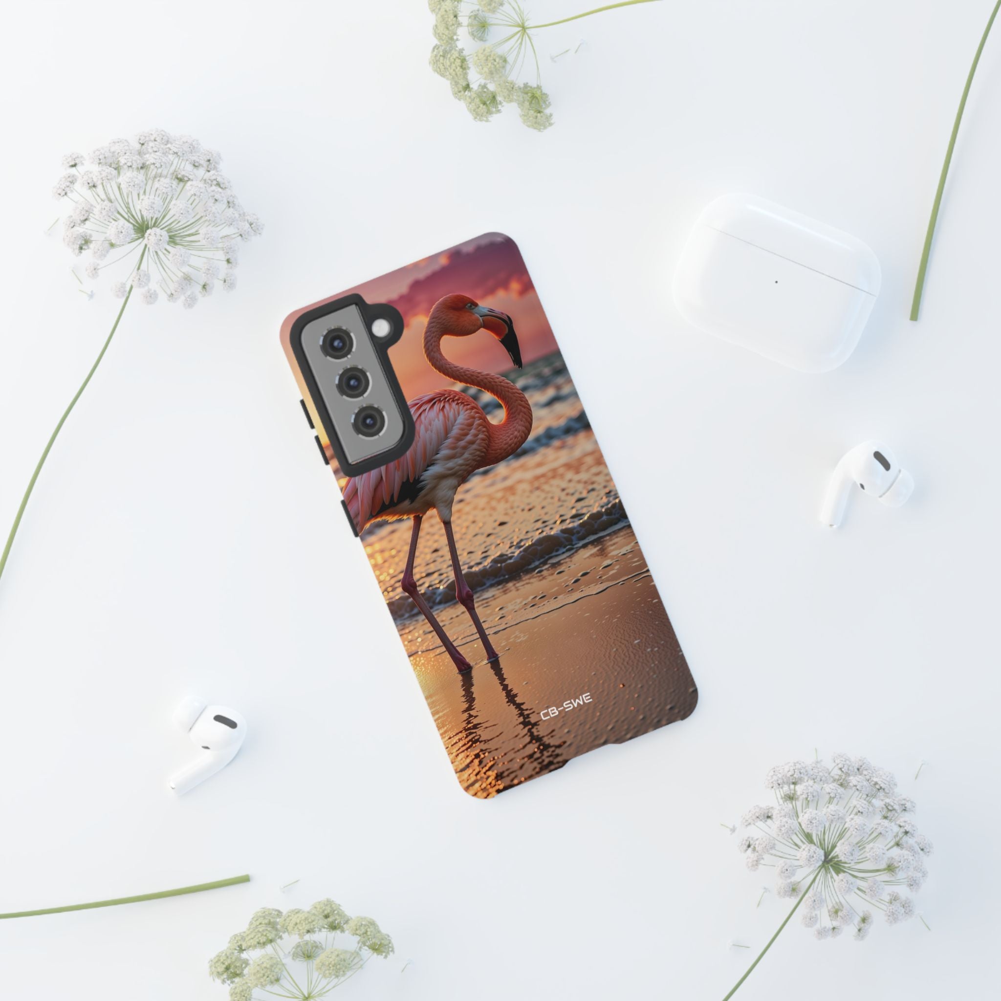 Sunset Flamingo Stand - Samsung Case
