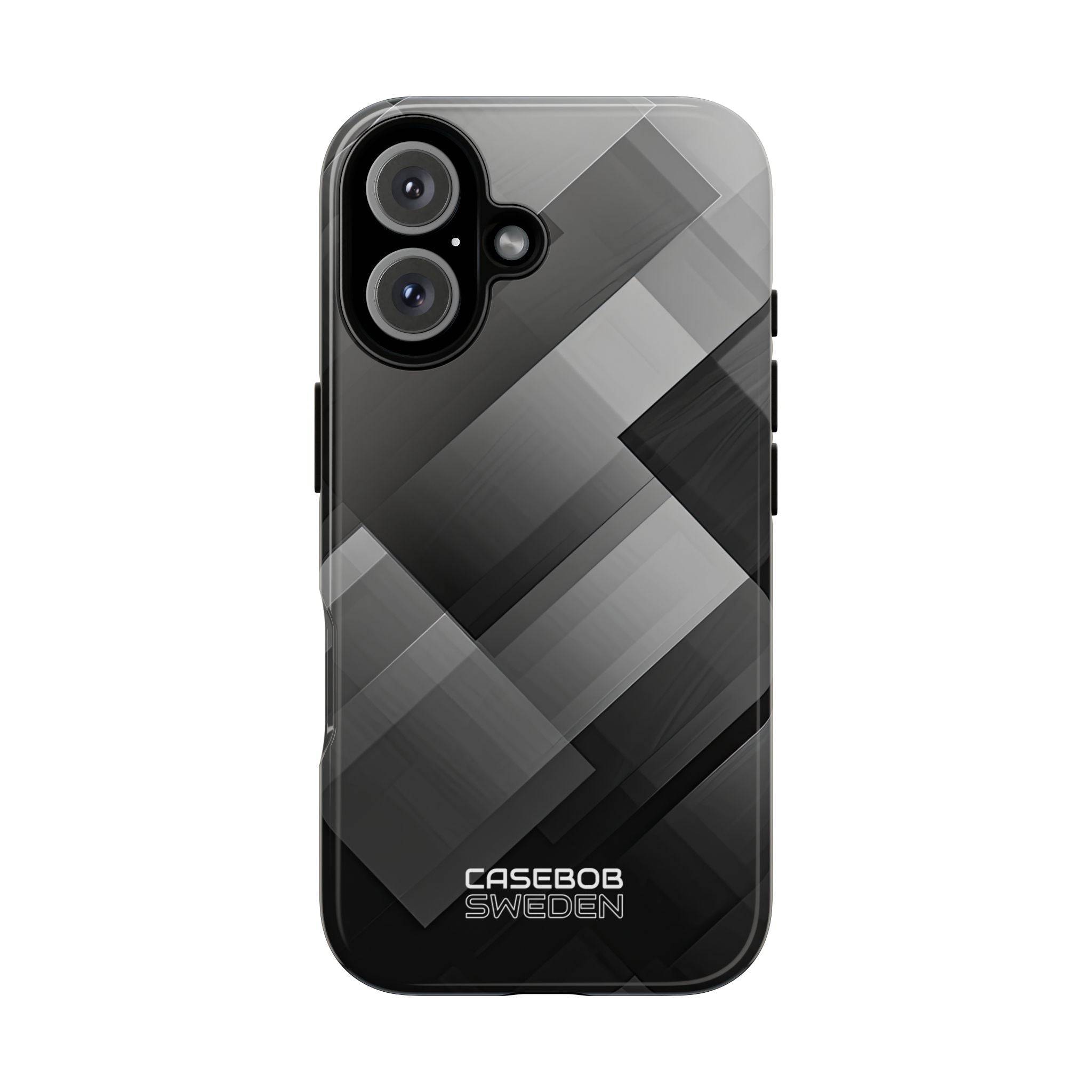 Grayscale Geometric Layers iPhone 16 - Tough