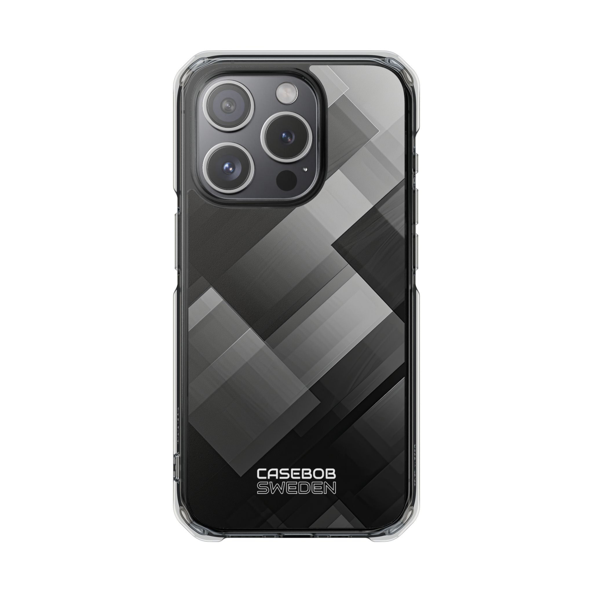 Grayscale Geometric Layers iPhone 15 - Impact Clear+