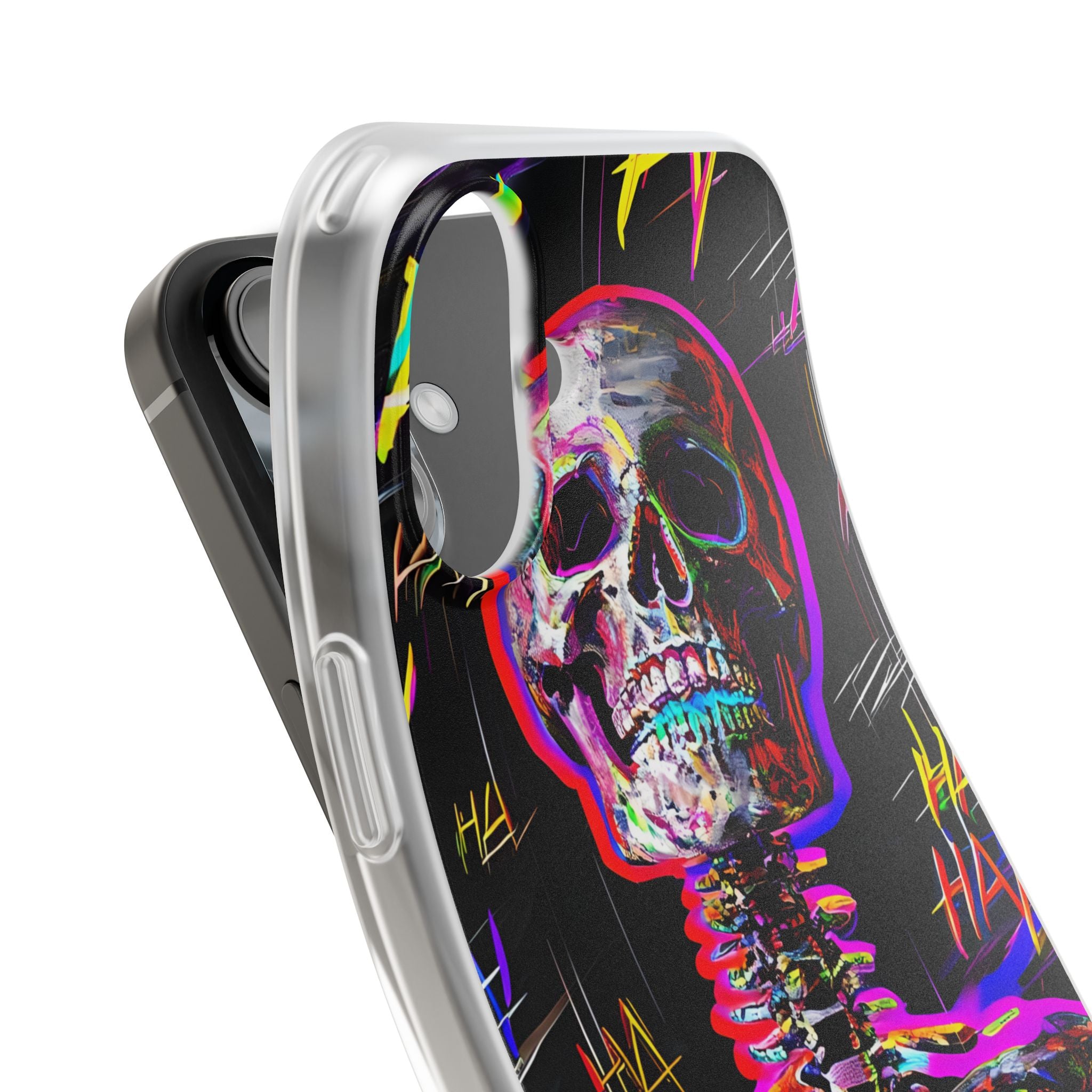Neon Skeleton Laugh iPhone 16 Plus Case - Soft
