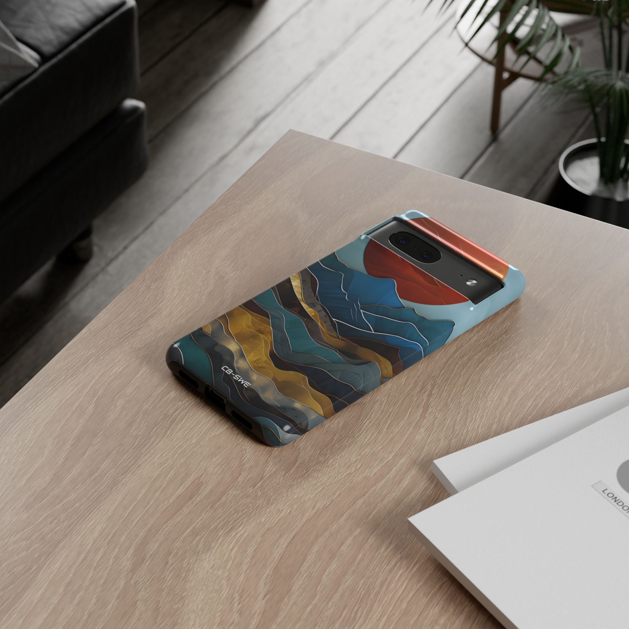 Sunset Geometry Waves - Google Pixel Case