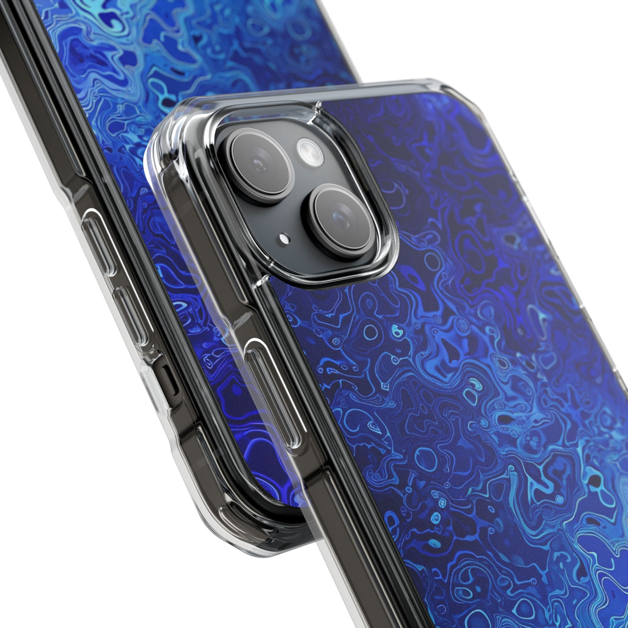 Swirling Blue Currents iPhone 15 - Impact Clear+