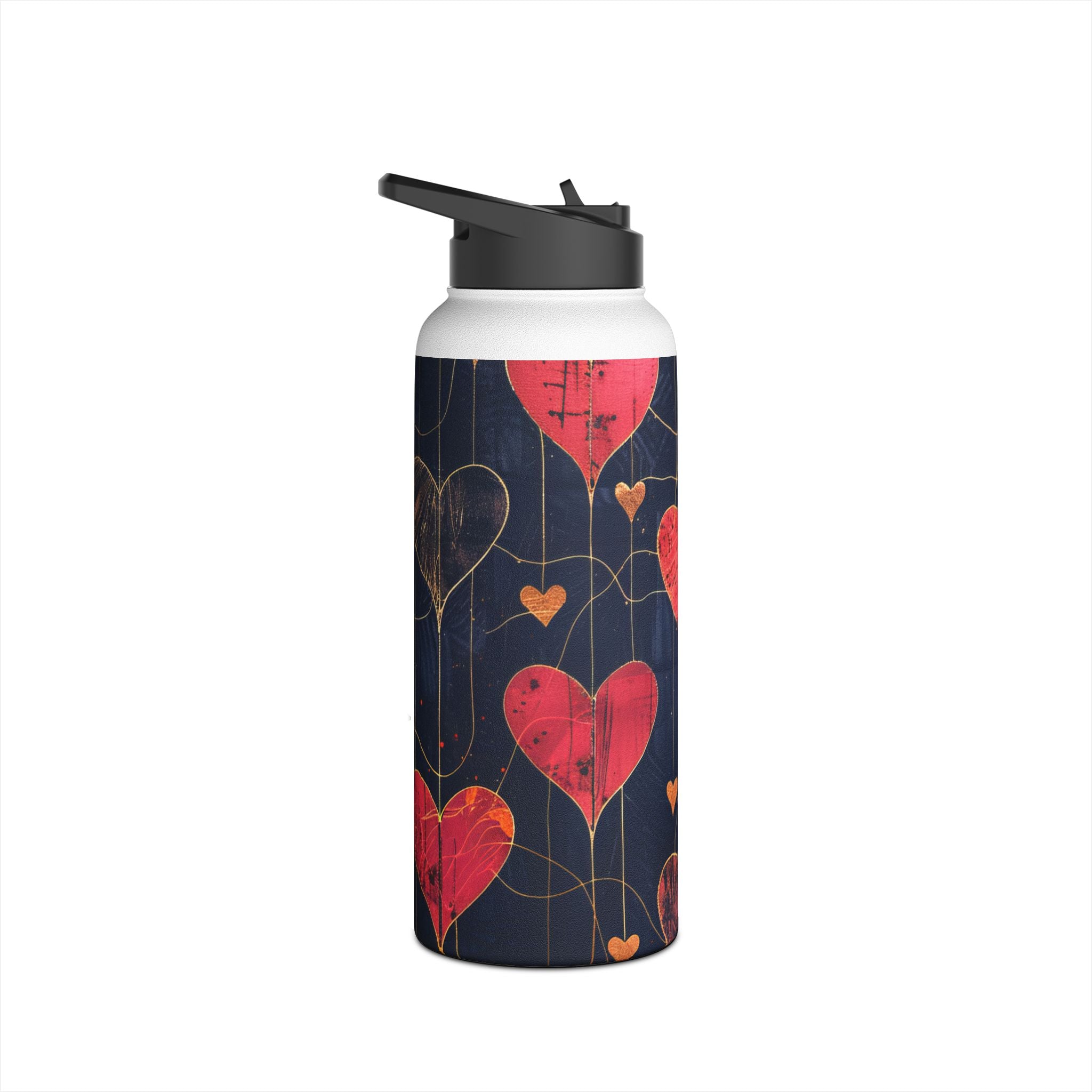 Textured Heart Grid - Stainless Steel Water Bottle
