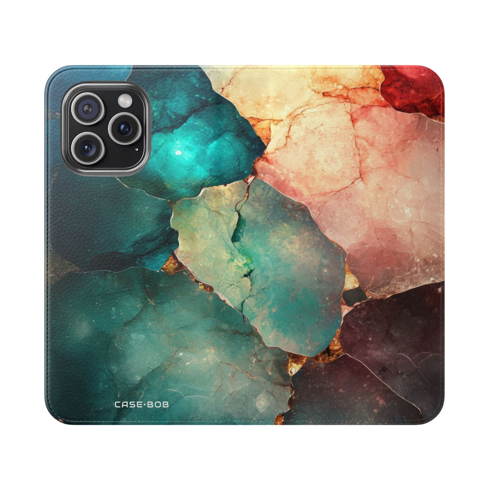 Fractured Gemstone Teal - iPhone 15 Pro Max Case - Wallet