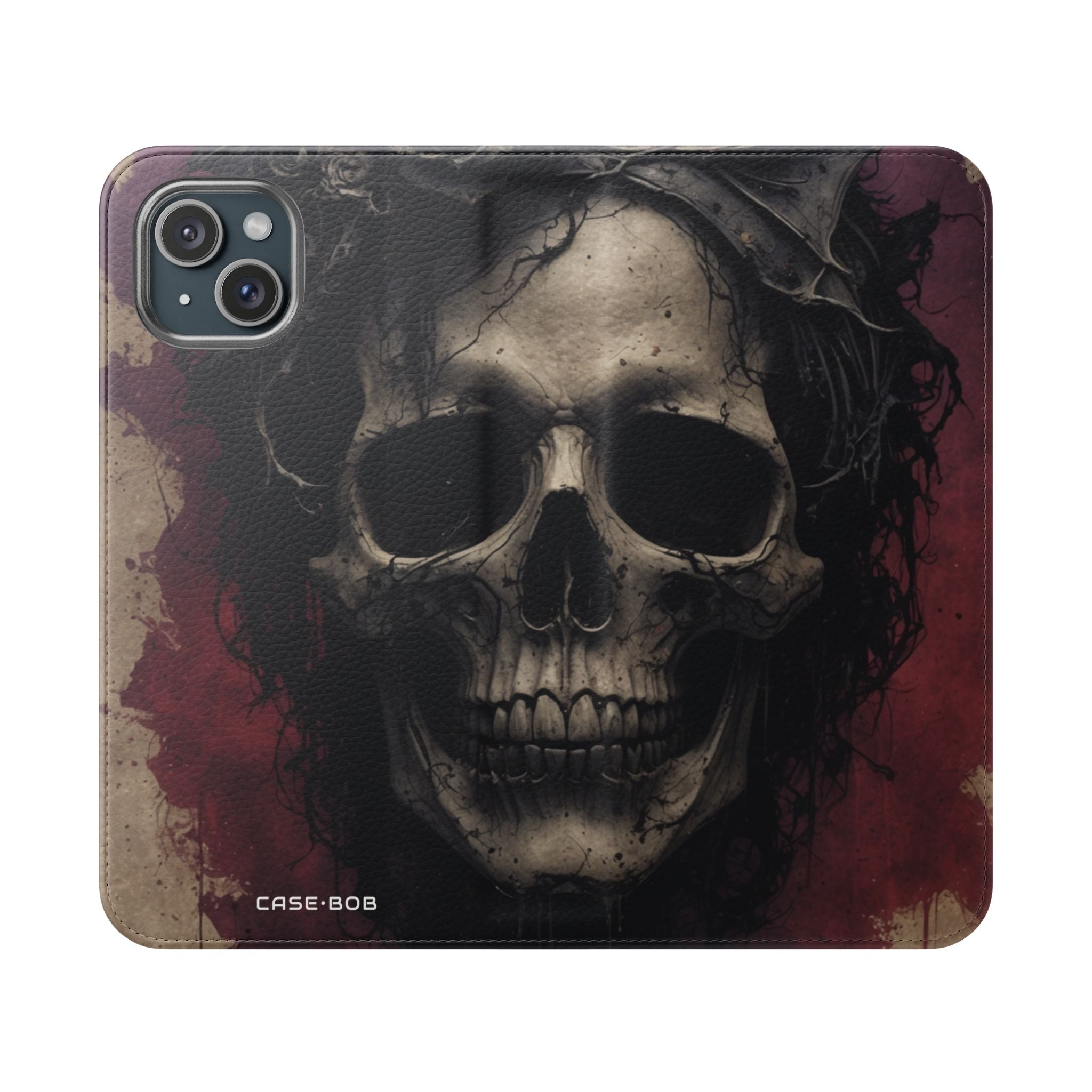 Winged Skull Rose - iPhone 15 Plus Case - Wallet