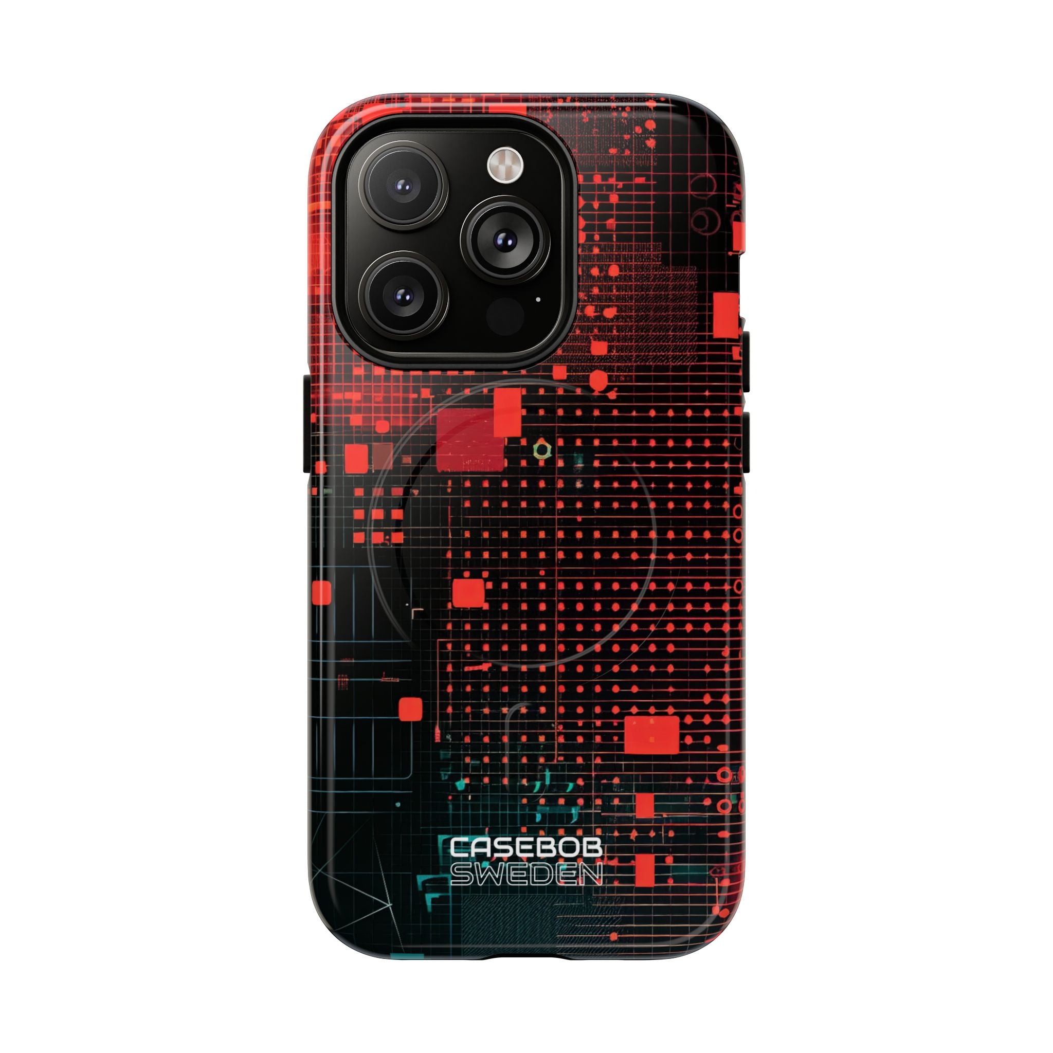 Crimson Circuit Grid iPhone 14 - Tough+