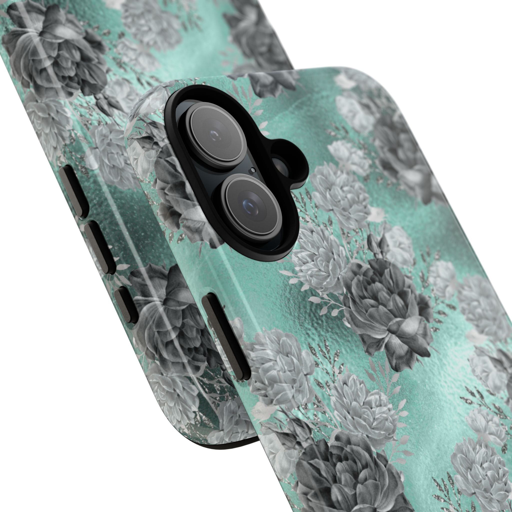 Teal Floral Elegance - iPhone Case