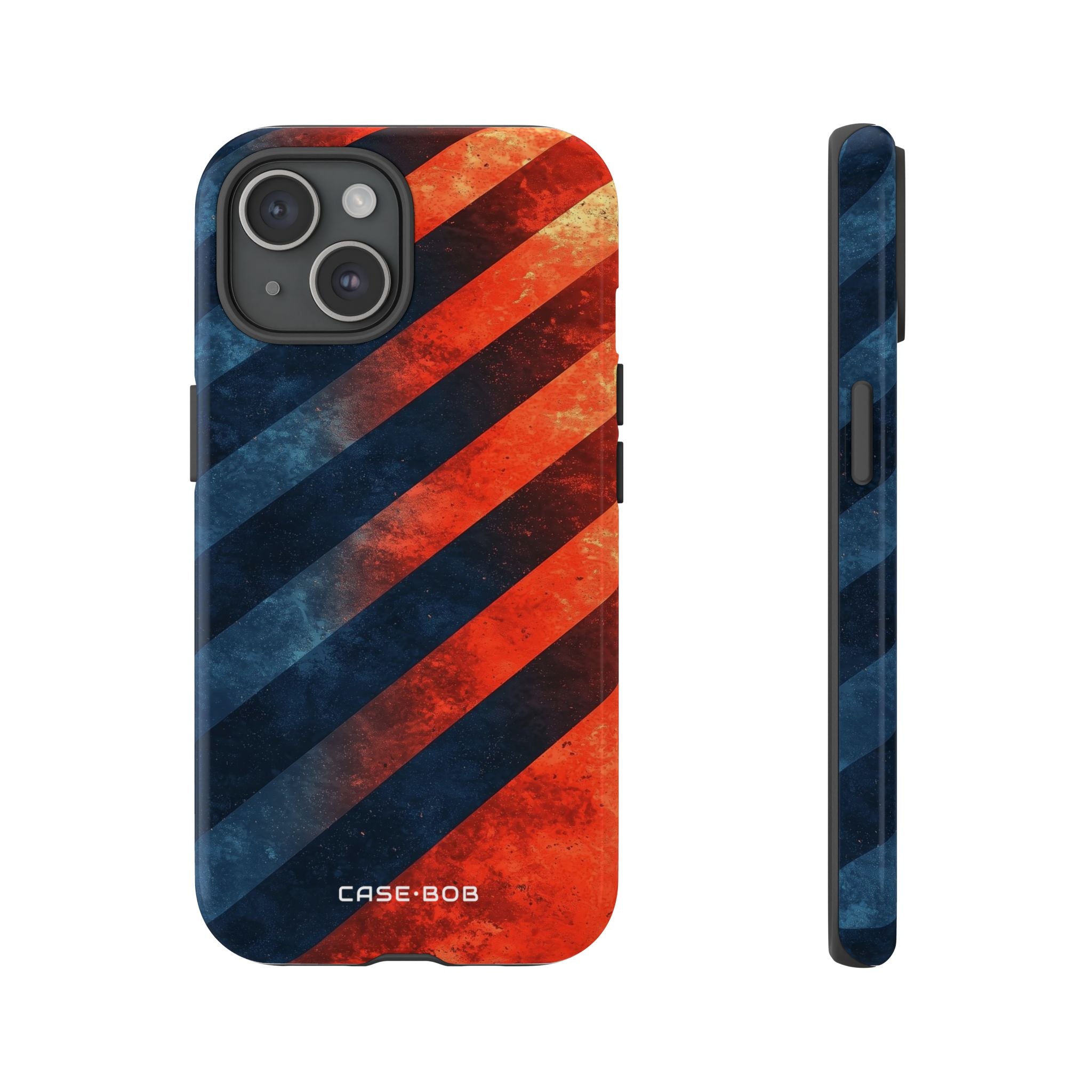Diagonal Stripes Blaze iPhone 15 Case - Tough