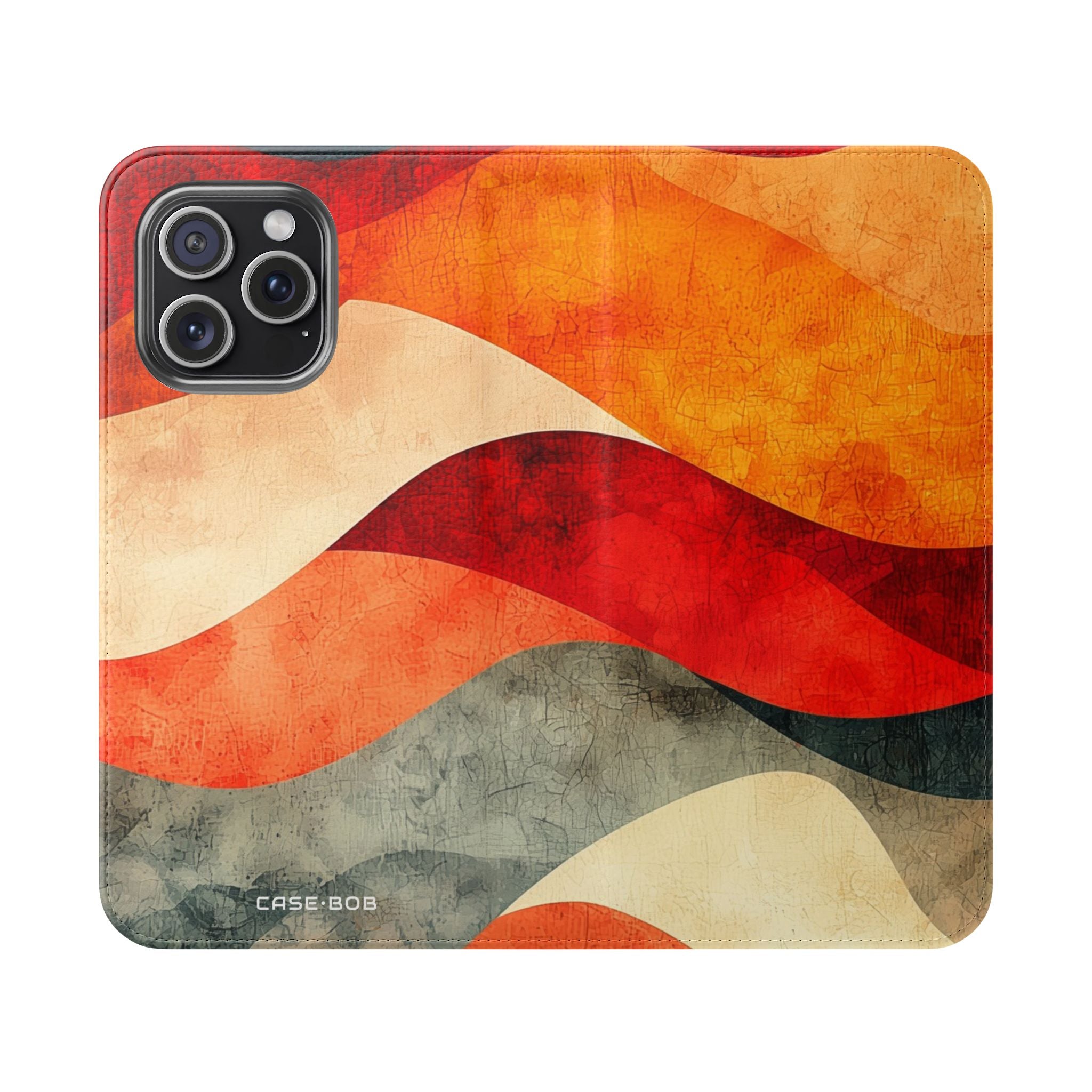 Crimson Ripples - iPhone 15 Pro Max Case - Wallet