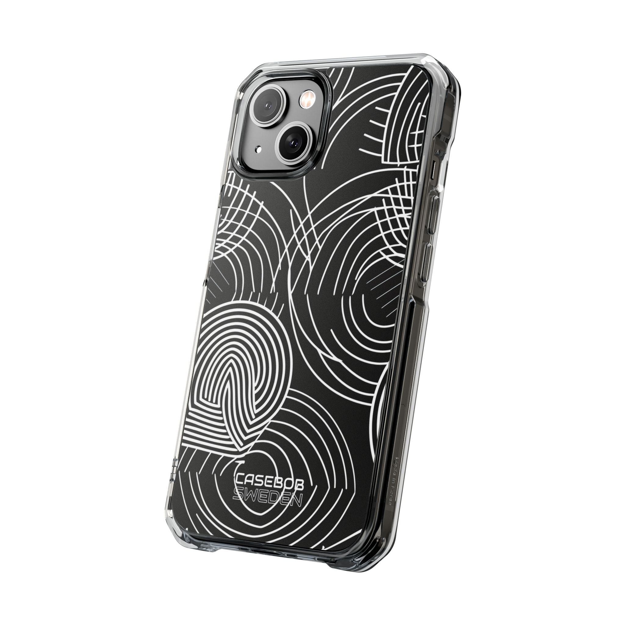 Monochrome Spiral Curves iPhone 14 - Impact Clear+