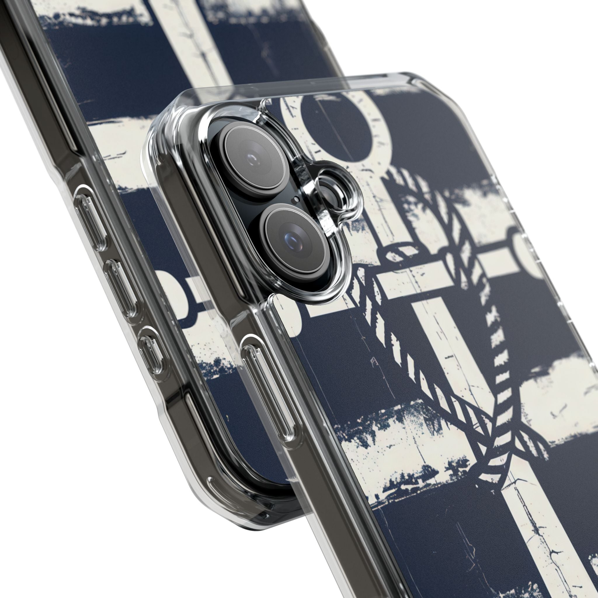 Navy Anchor Stripes iPhone 16 - Impact Clear+