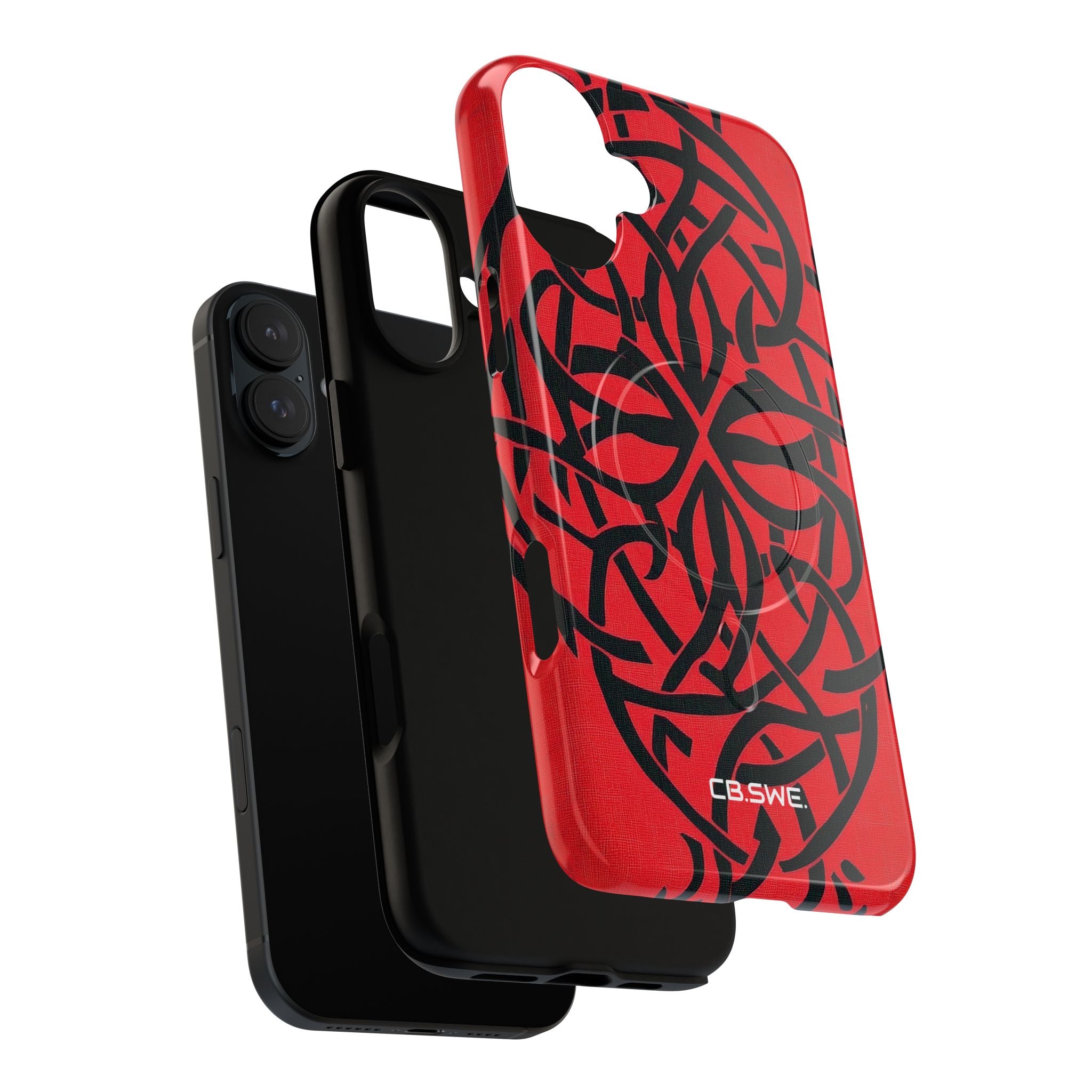 Wunderschöne rote symmetrische keltische Symbole Gothic Standard iPhone 16 - Tough+