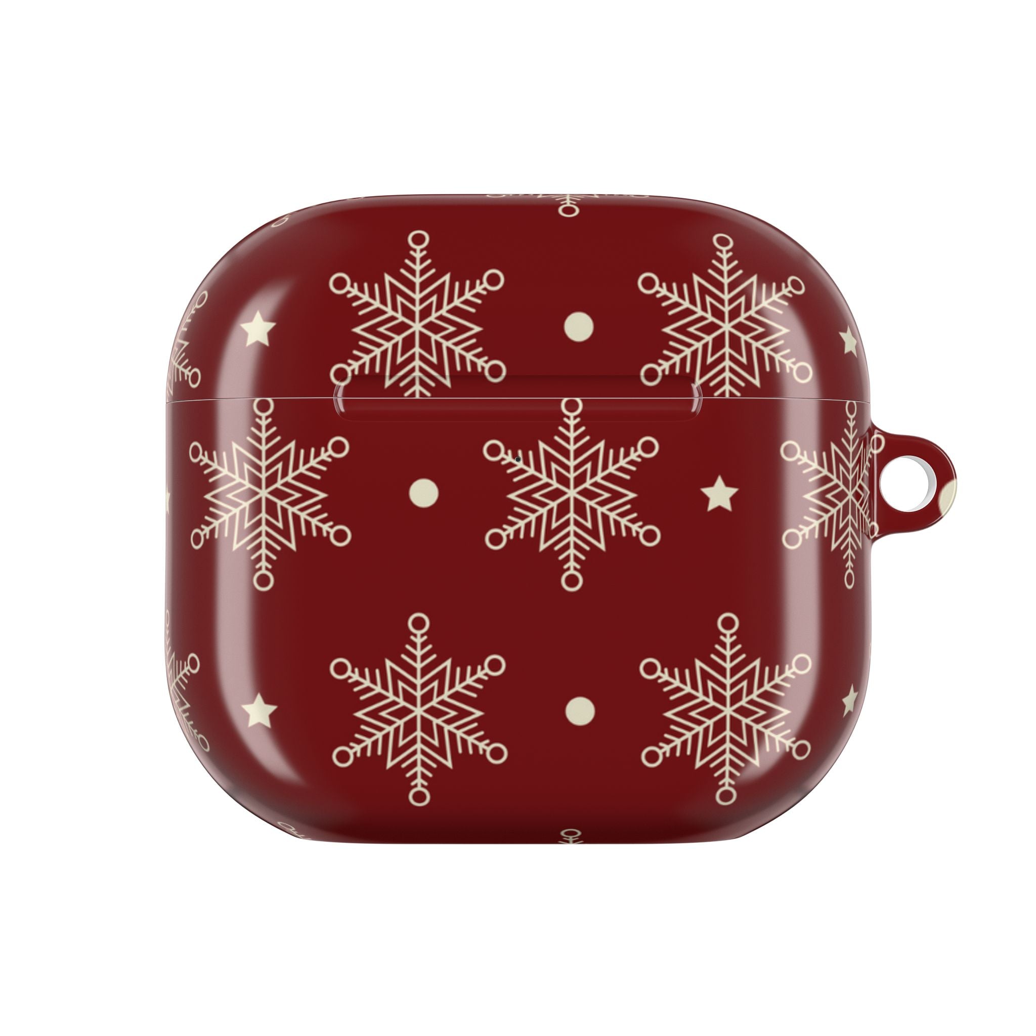 Cream Snowflakes Crimson - AirPods Case