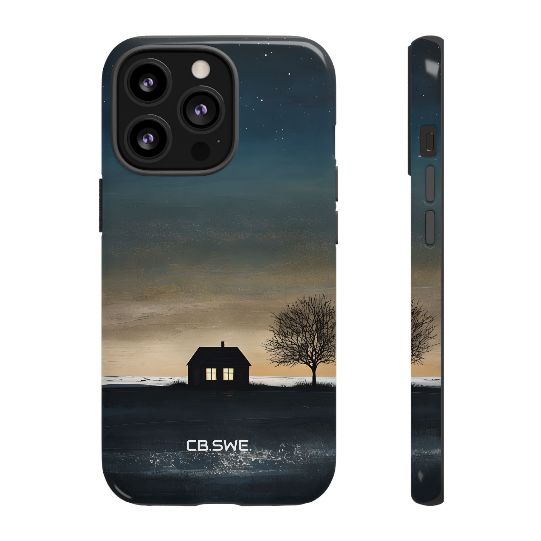 Serene Minimalist Dark House Glowing Windows Phone iPhone 13 - Tough