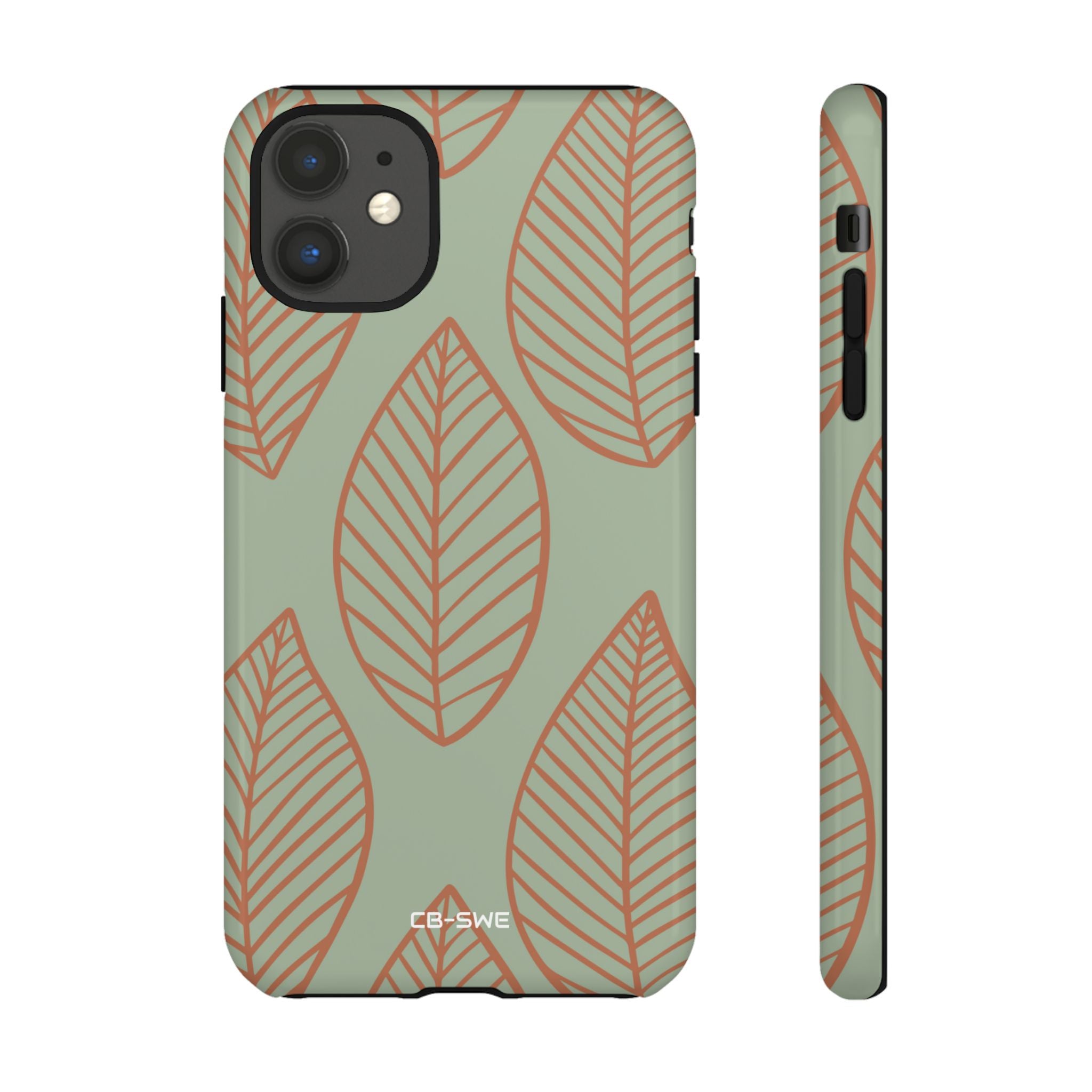 Mint and Orange Leaves - iPhone Case