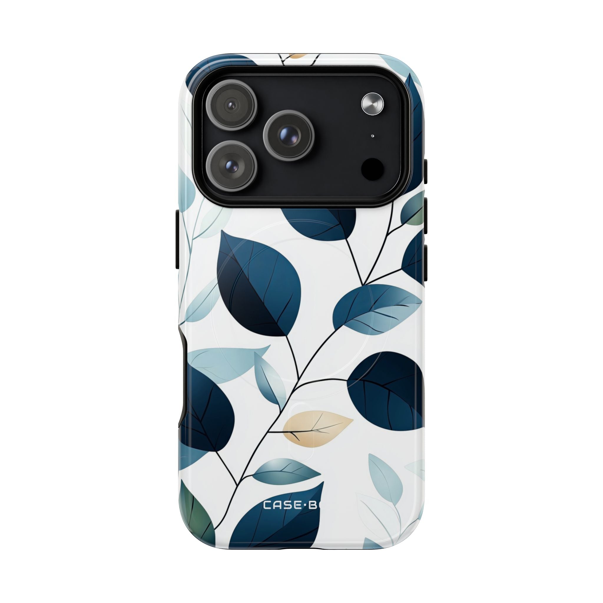 Navy Leaf Veins iPhone 17 Pro Case - Tough+