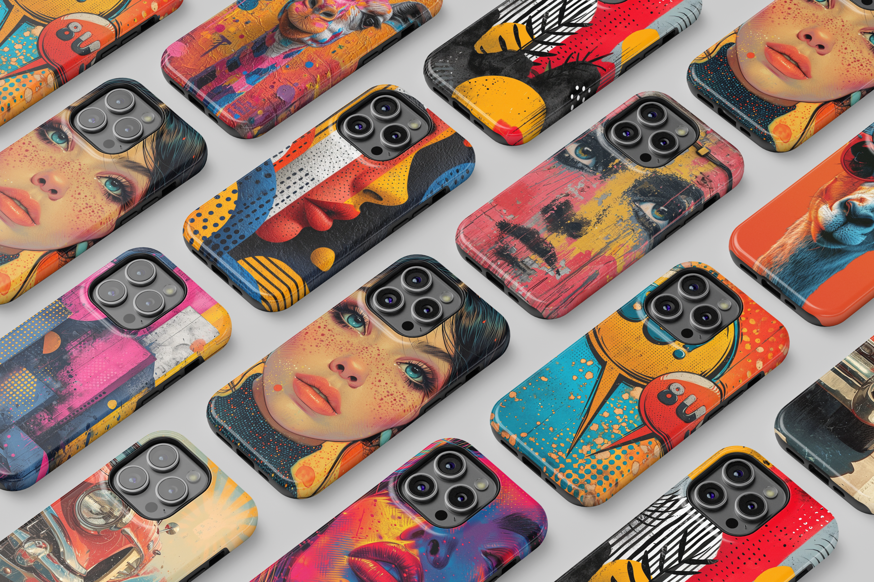 Graffiti and street art phone case designs with vivid colors and urban spray patterns