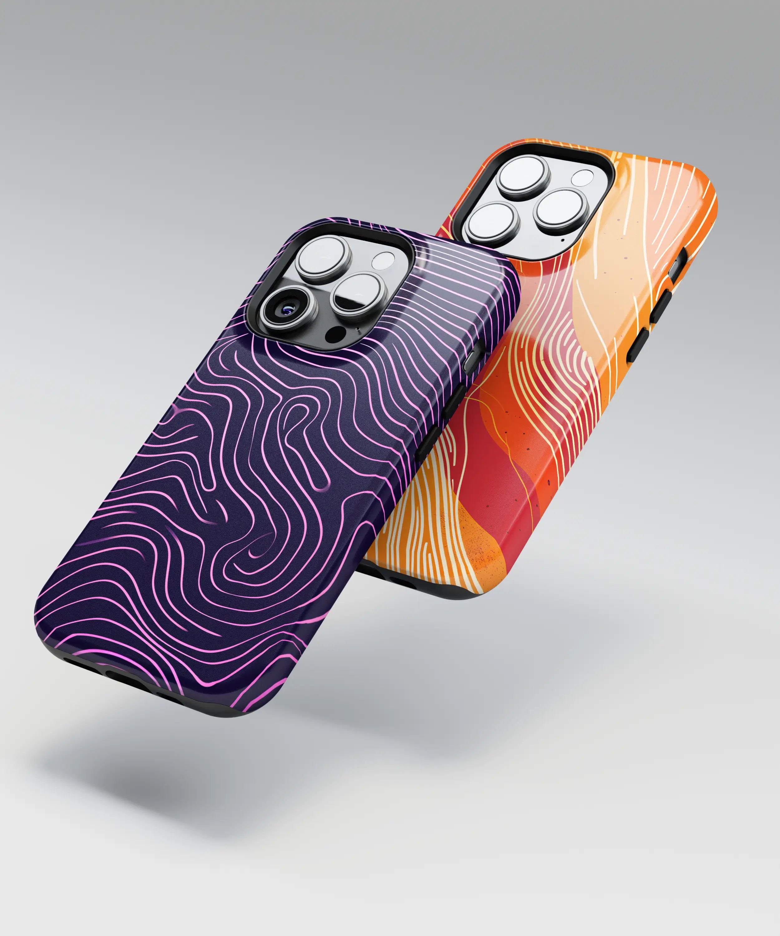 Abstract lines phone case designs with flowing shapes and balanced geometric motion.