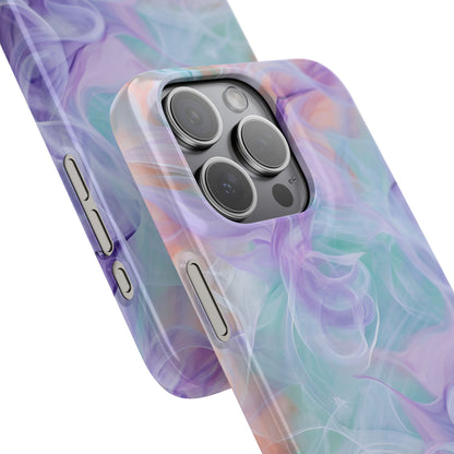 Purple Peach Whirl - Slim iPhone 15 Phone Case