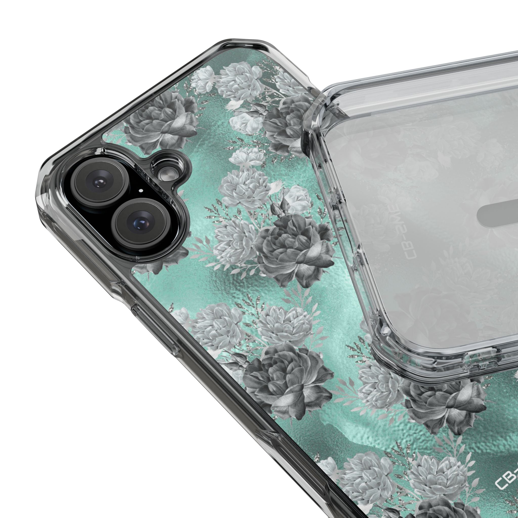 Teal Floral Elegance iPhone Case - Impact