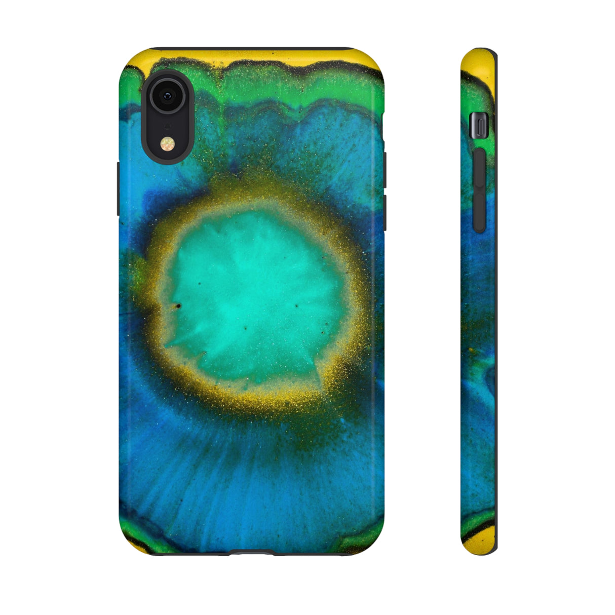 Neon Blue Ink Art iPhone Case (Protective) iPhone XR Glossy Phone Case