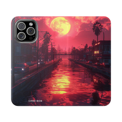 Yellow Moon Reflection - iPhone 16 Max Case - Wallet