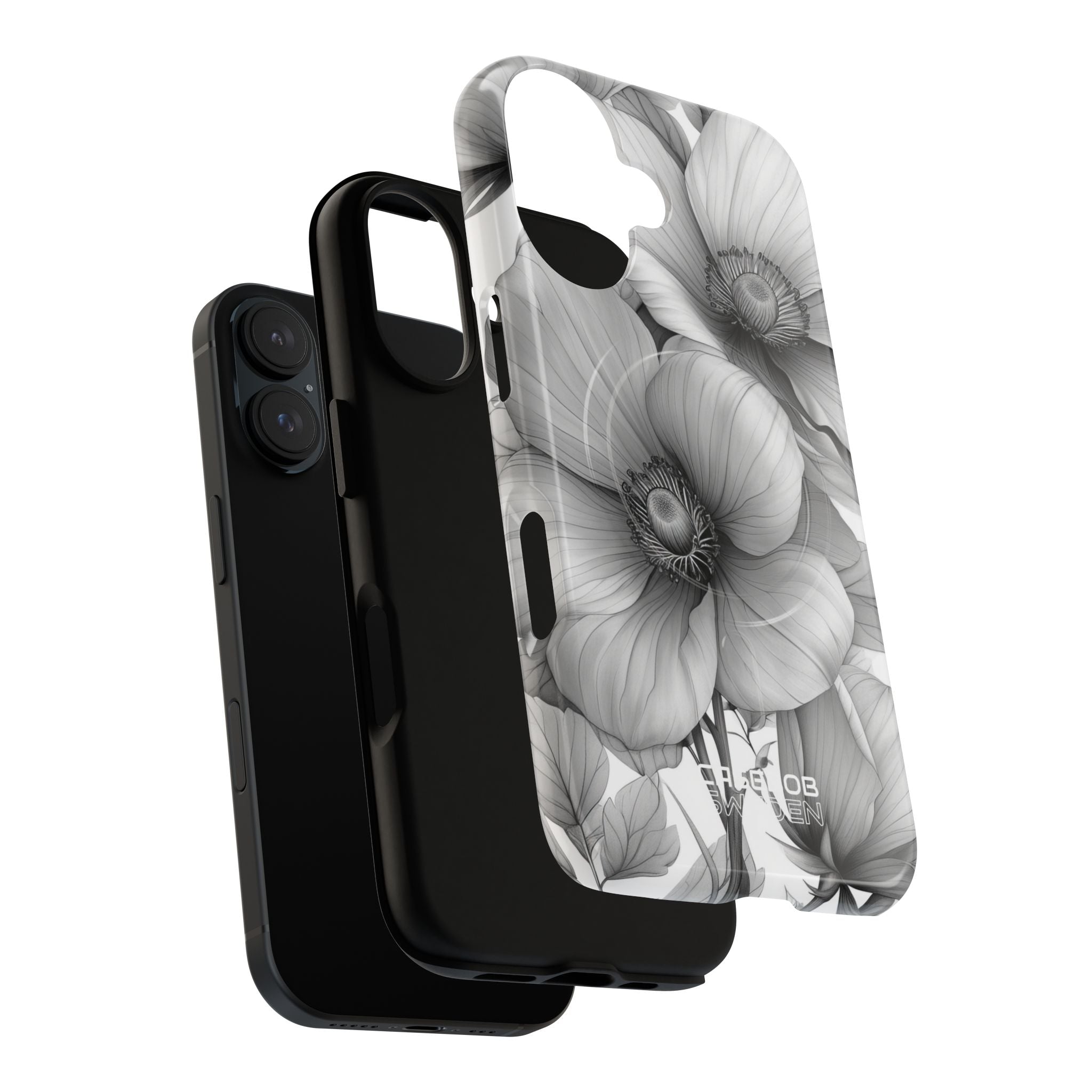 Grayscale Floral Harmony iPhone 16 - Tough+