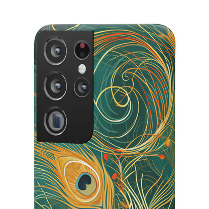 Peacock Elegance in Teal and Gold Samsung S21 - Slim Phone Case