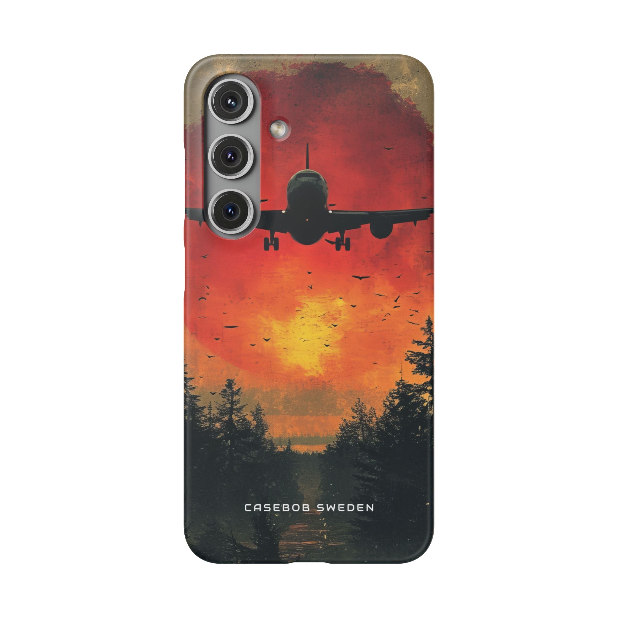 Vintage Sunset Airplane Silhouette Samsung S24 - Slim Phone Case