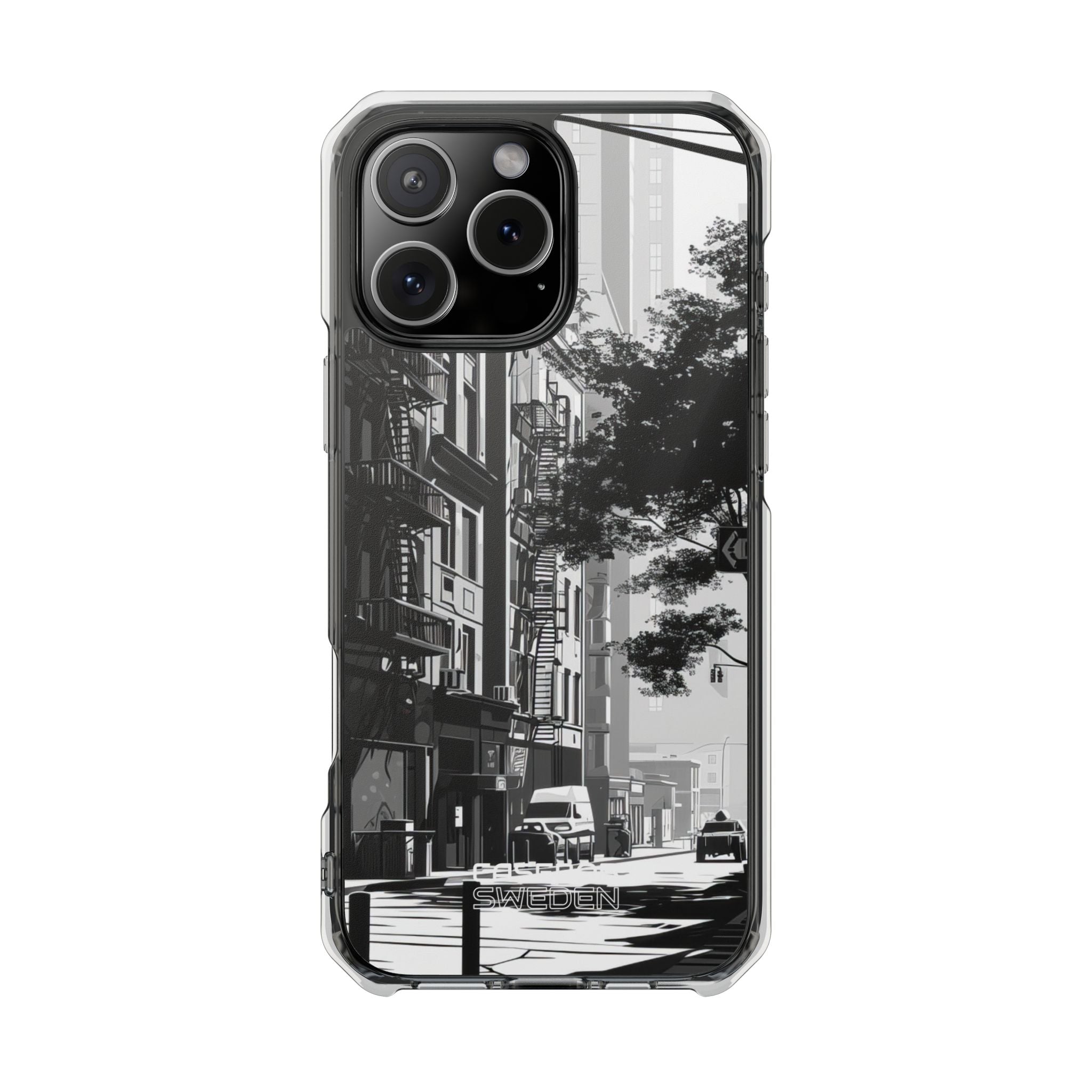 Noir Cityscape Shadows iPhone 16 - Impact Clear+