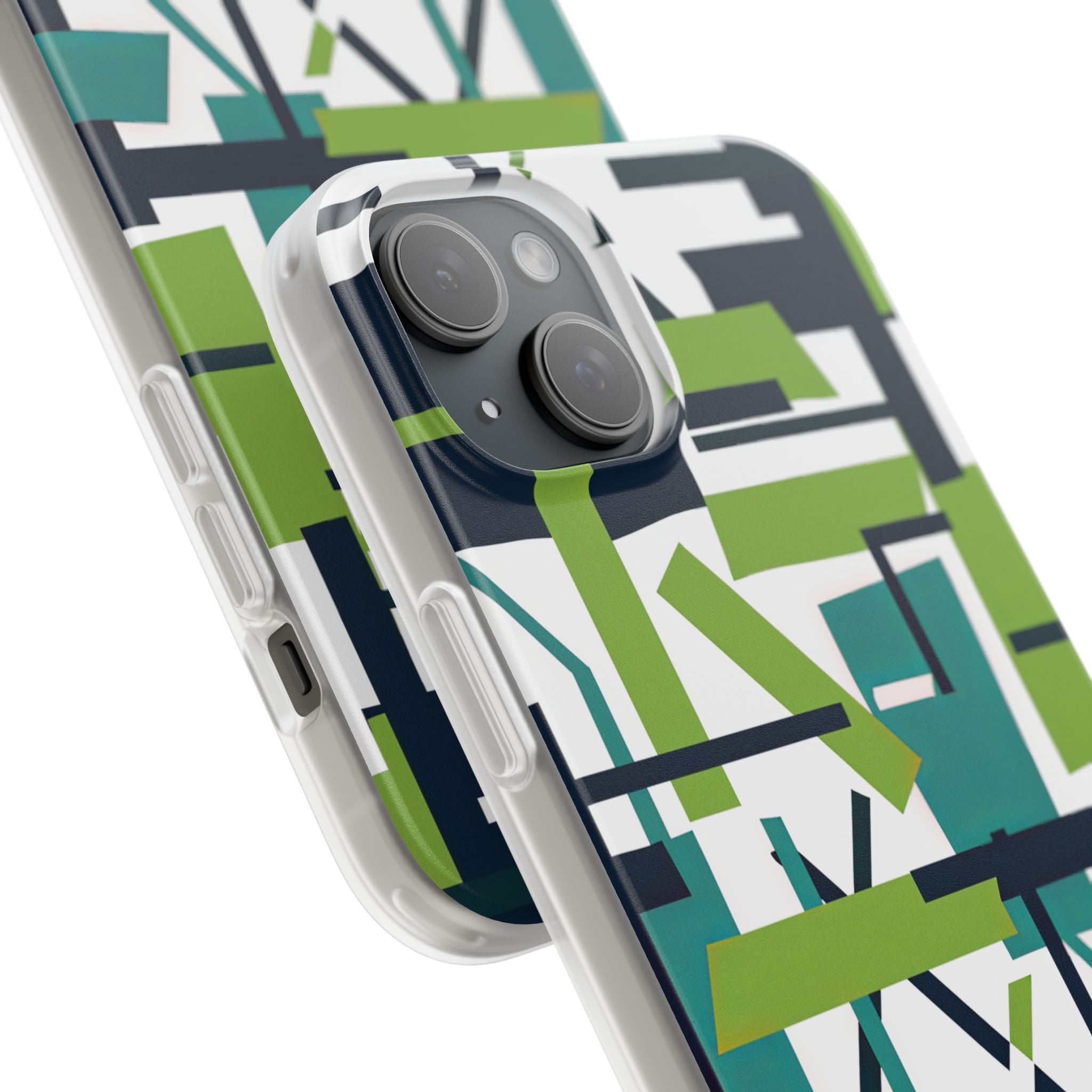 Green Geometry Glide iPhone 15 - Flexi Phone Case