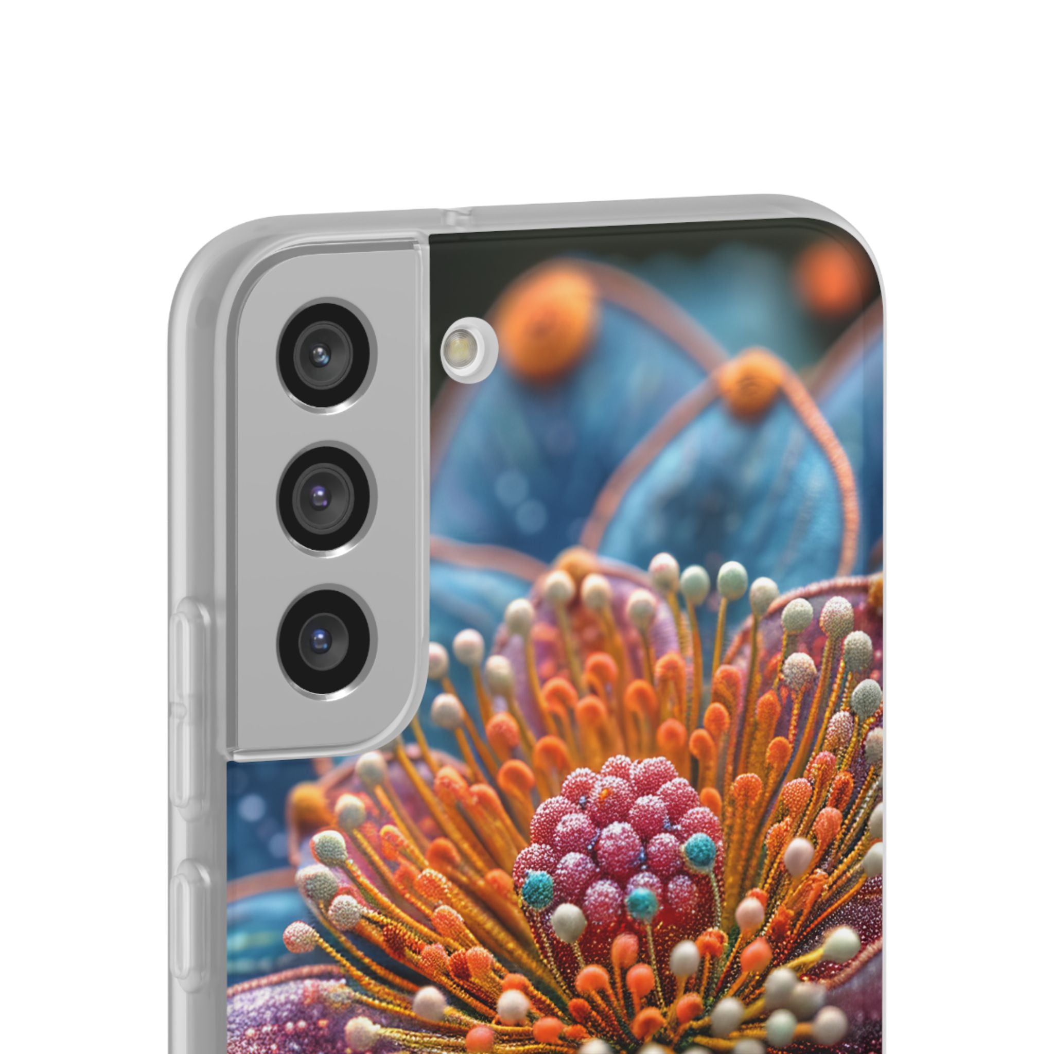 Blue-Orange Floral Swirl - Flexi Samsung S22 Phone Case