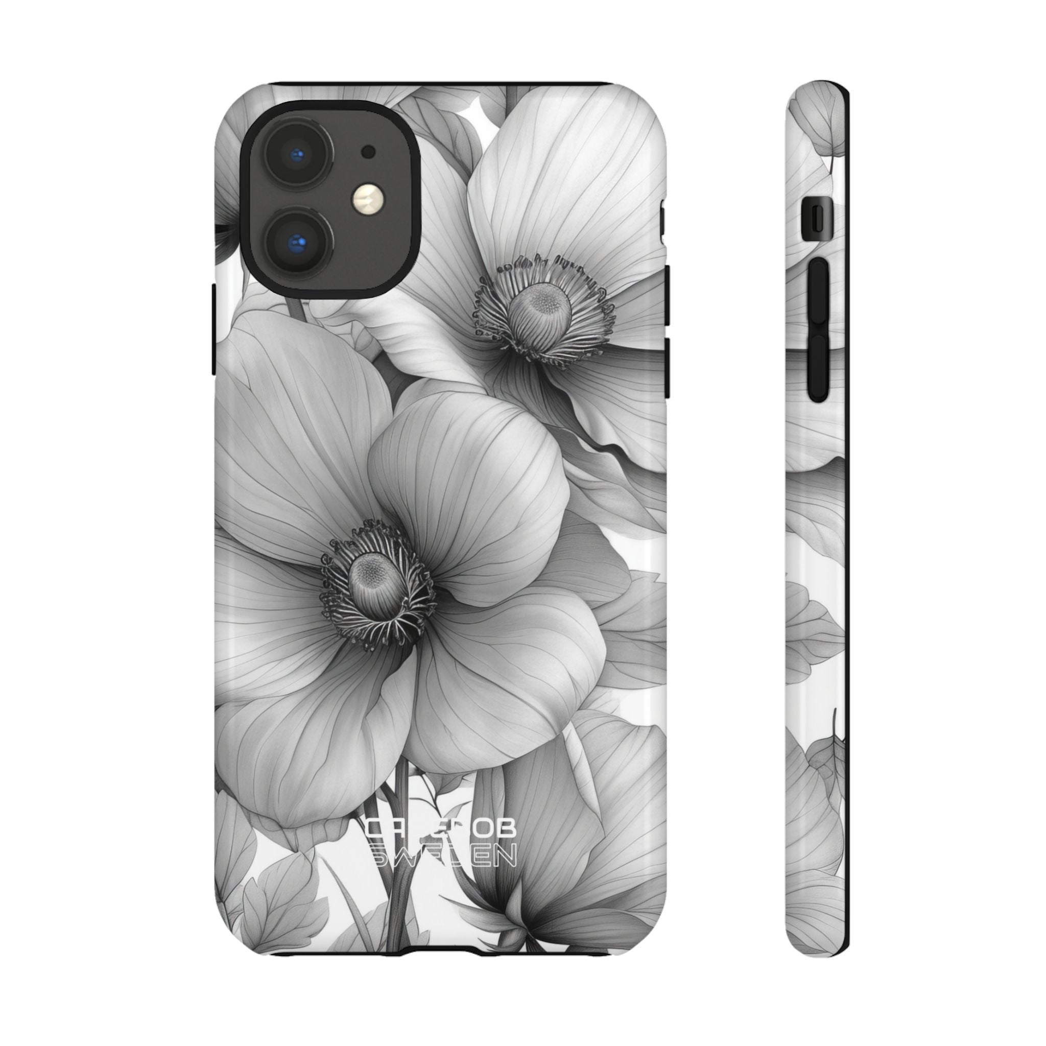 Grayscale Floral Harmony iPhone 11 - Tough