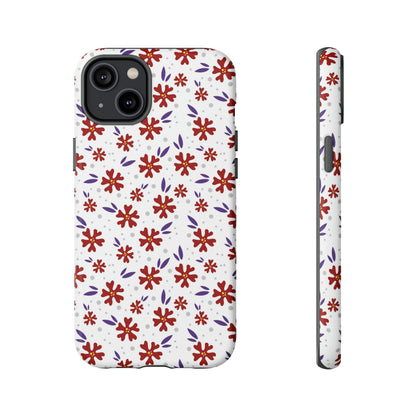 Red Flower Pattern - Protective Phone Case